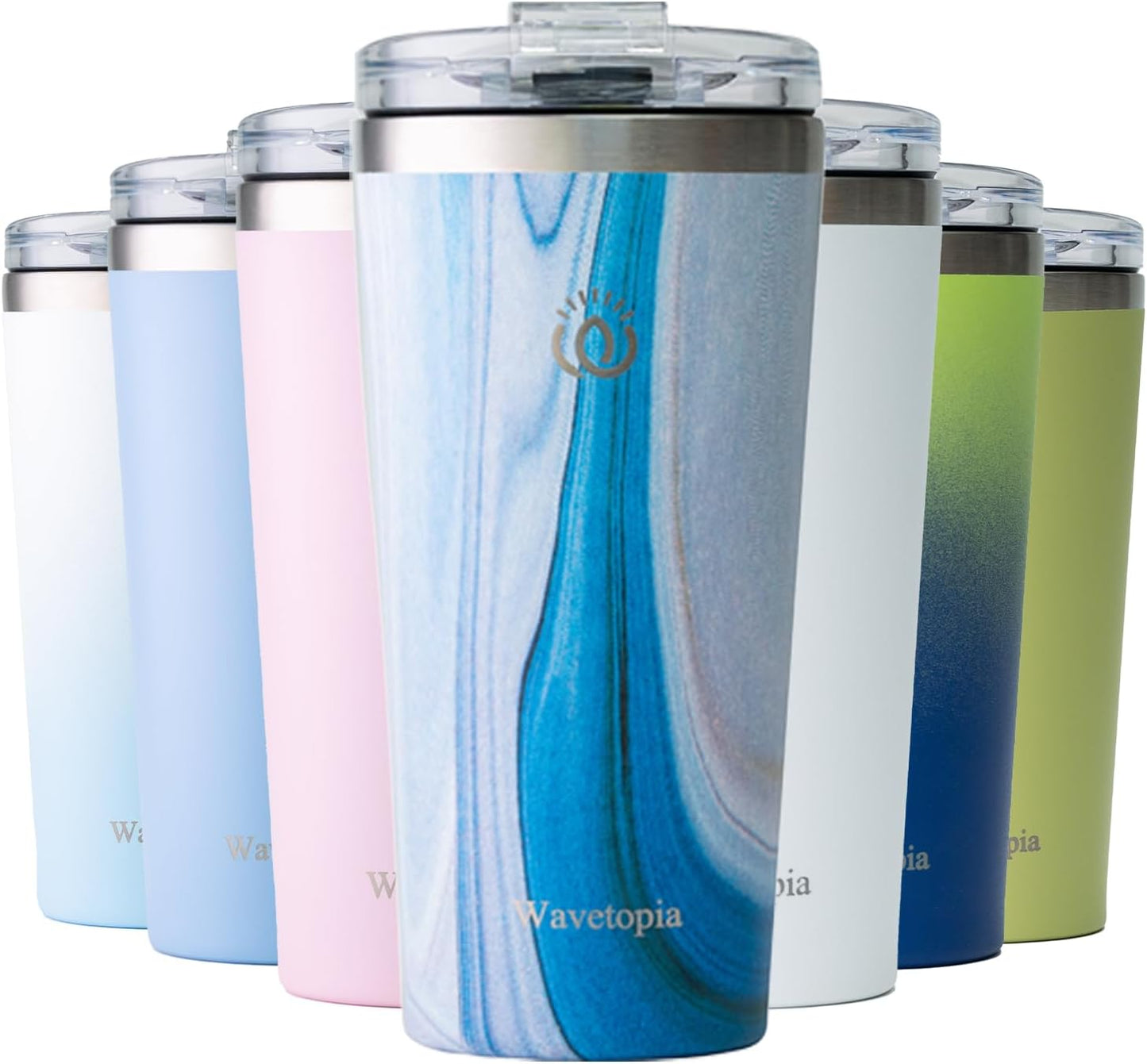 Insulated Coffee Mug with Lid, Reusable Stainless Steel Travel Coffee Cup, 16 Oz Double Wall Vacuum Spill Proof Tumbler Cups for Men and Women Hot & Cold Drinks（Aurora）