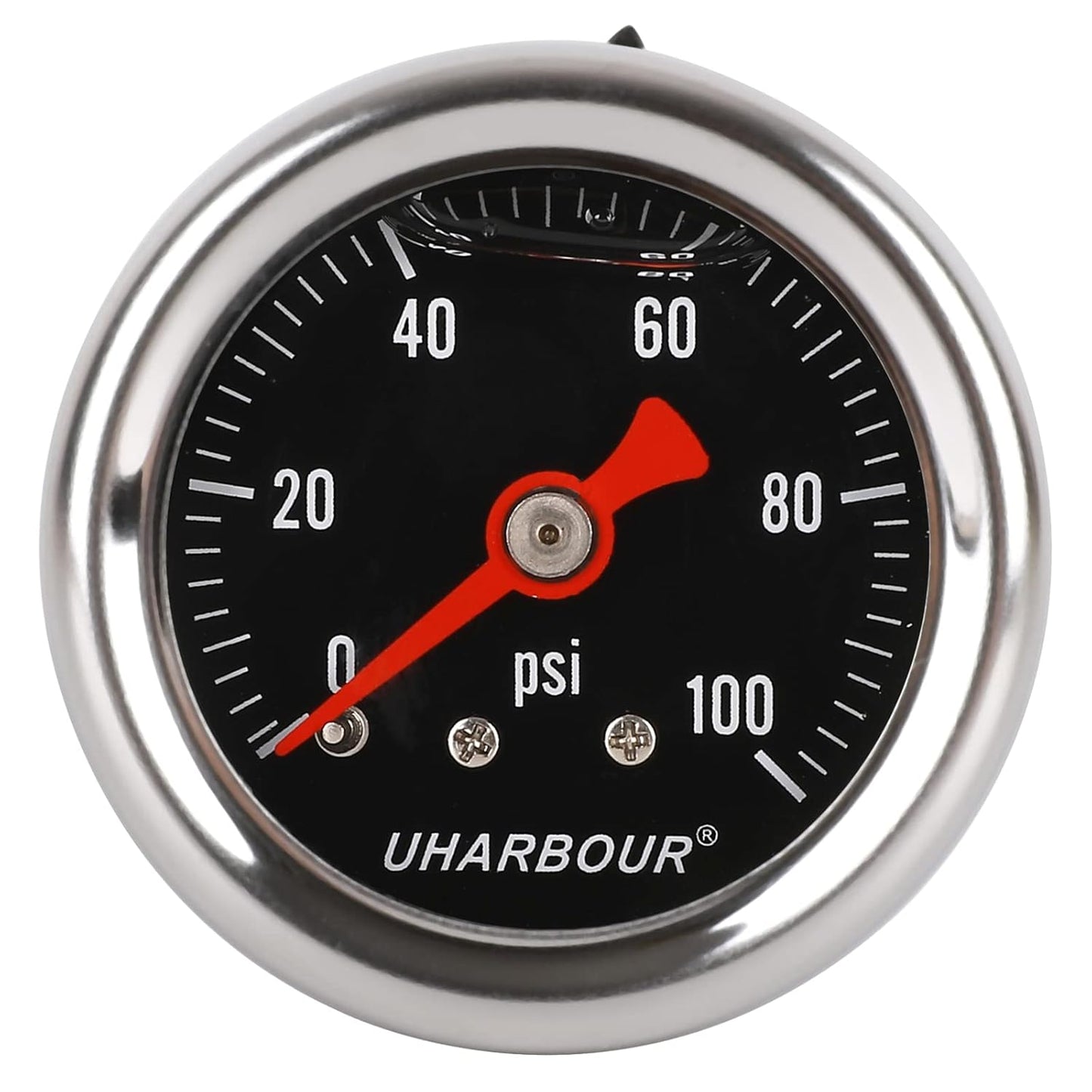 Glycerin Filled Pressure Gauge with 304 Stainless Steel Case, 1-1/2" Black Dial, 0-100Psi, High Accuracy, 1/8" NPT Center Back Mount…