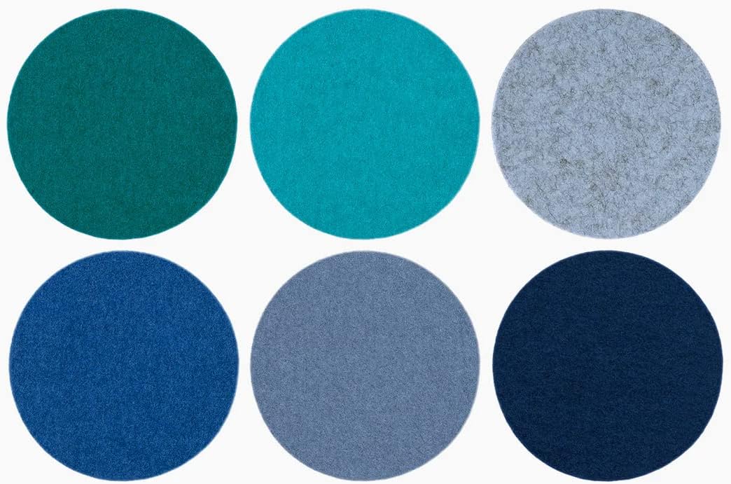 Graf Lantz - Bierfilzl Merino Wool Round Coasters Set of 6 - Ocean (4" Circles) - Absorbs 30% of Weight - German Wool - Heat Resistant, Sustainable, & Reusable - Home Decor & Coffee Table Decor