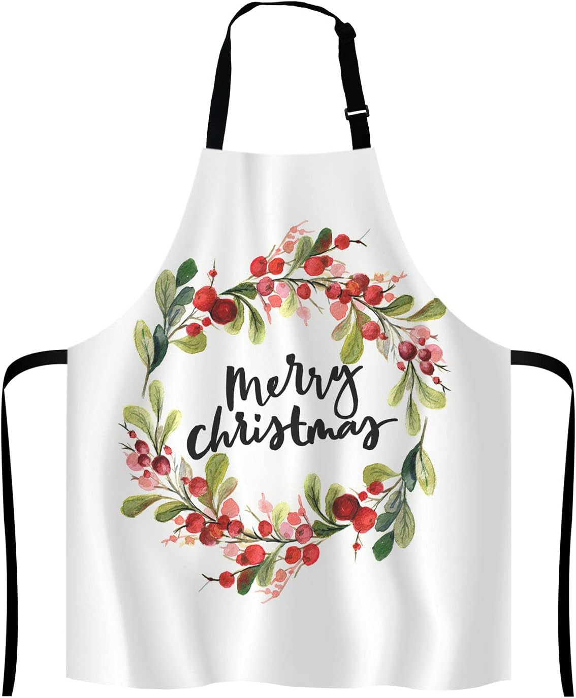 Merry Christmas Berry Wreath Apron for Women and Men, Adjustable Kitchen Chef Apron for Cooking Baking - Cute Birthday, Anniversary, Mother's Day Apron Presents for Mom Wife Girlfriend Aunt Grandma