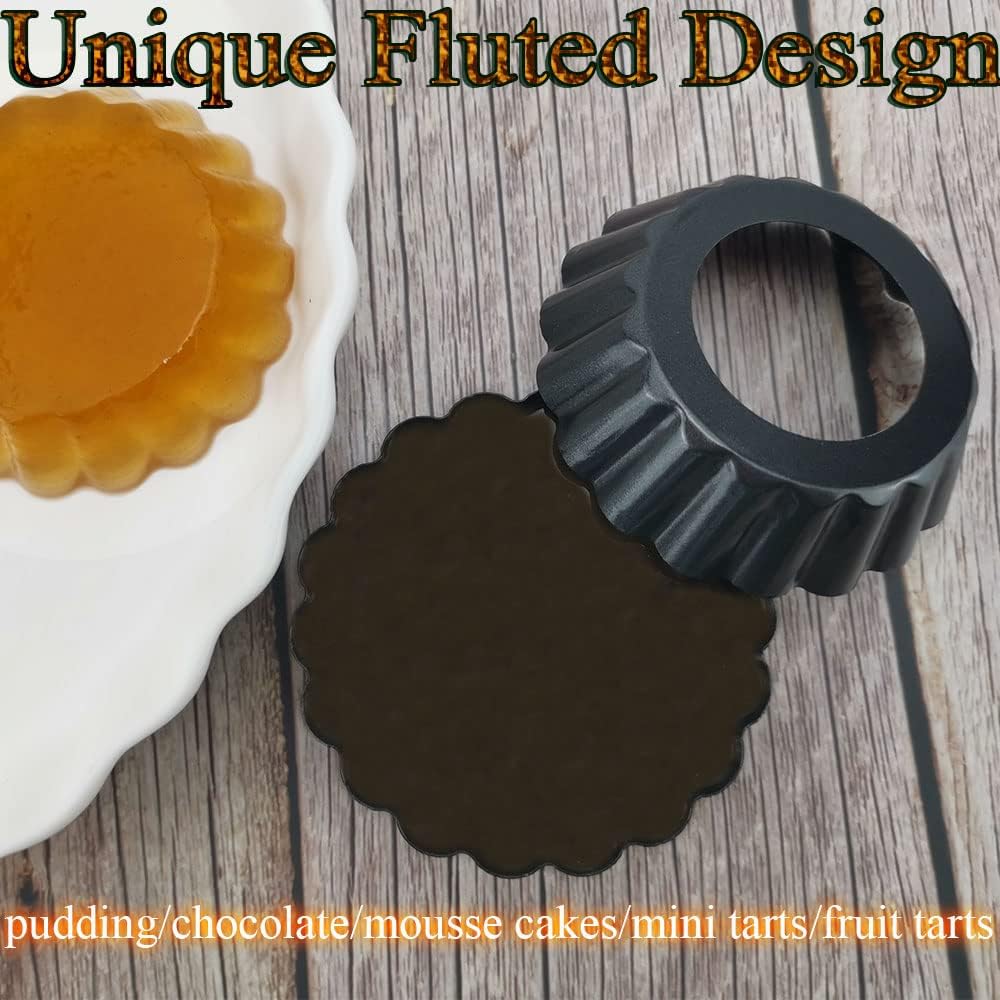 DATANYA 12Pack Mini Tart Pans Removable Botttom 3 Inch Tart Pan, Round Nonstick Carbon Steel Fluted Quiche Pie Tart Pan for Baking Pies, Quiches, Tartlets, Tart Shells, Cupcakes, Desserts