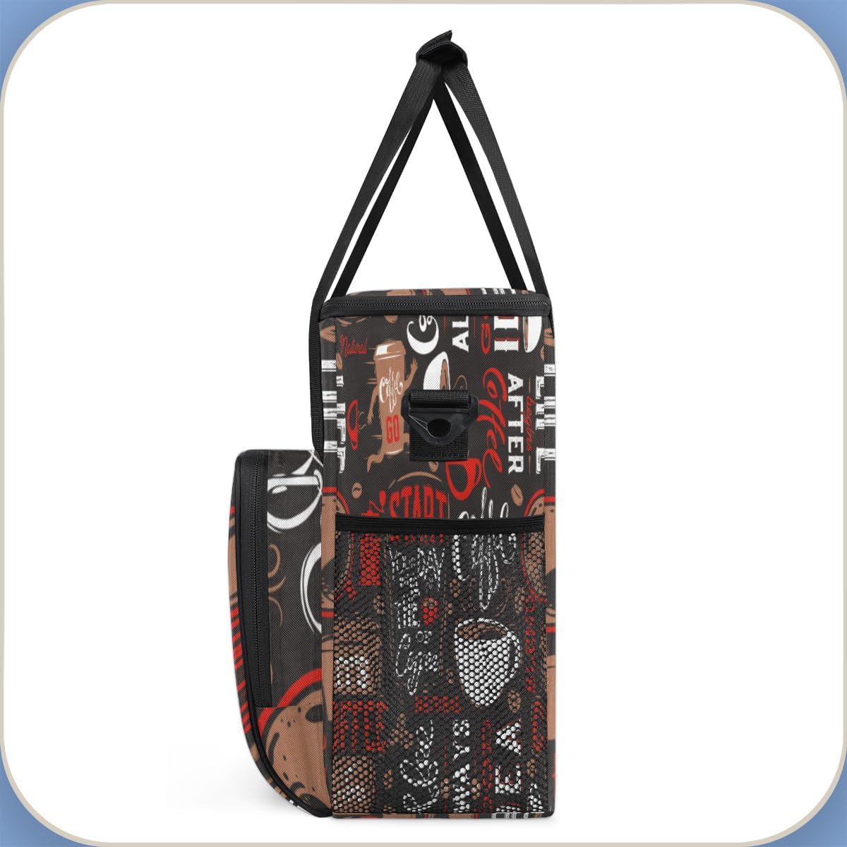 Brown and Red Coffee Cafe Coffee Maker Carring Bag Travel Carrying Storage Tote Bag Compatible with Keurig K-Mini or K-Mini Plus Portable Single Serve Coffee Brewer Case with Pockets for K-cup Pods