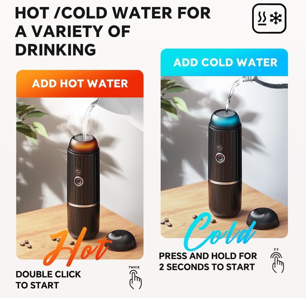 Portable Coffee Maker Travel Espresso Machine 120W Red Color, 19 Bar Pressure 7500mAh Rechargeable Battery Version Portable On the Go for Camping, Driving, Home and Office Travelling