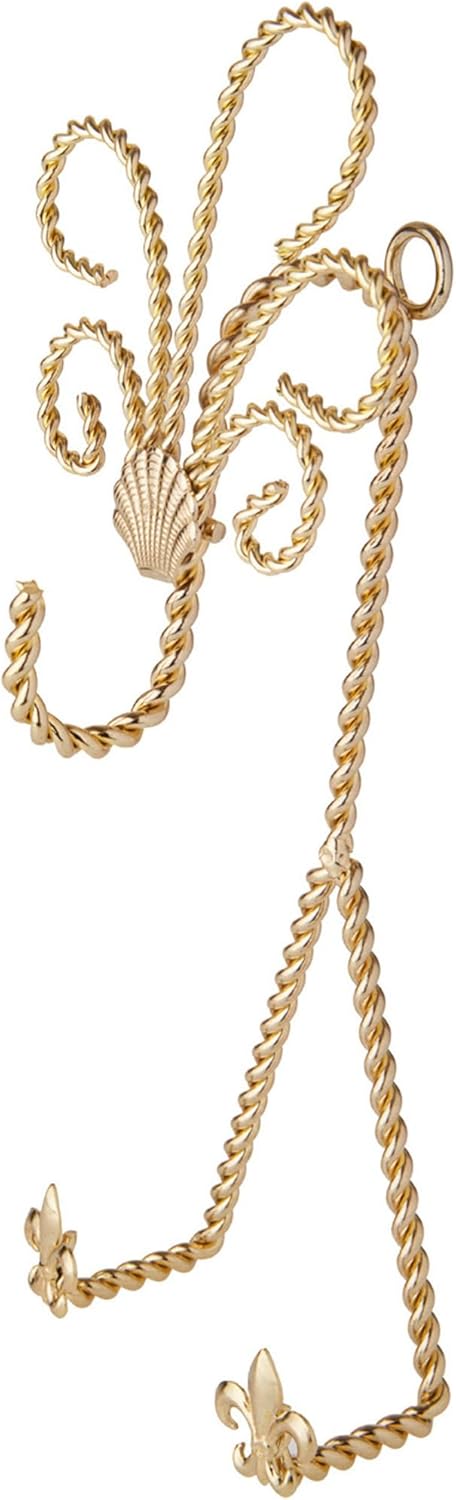 Bard's Twisted Gold-toned Wall Mountable Cup and Saucer Hanger, Shell and Fleur de Lis, 9.75" H x 4" W x 3" D, Pack of 6