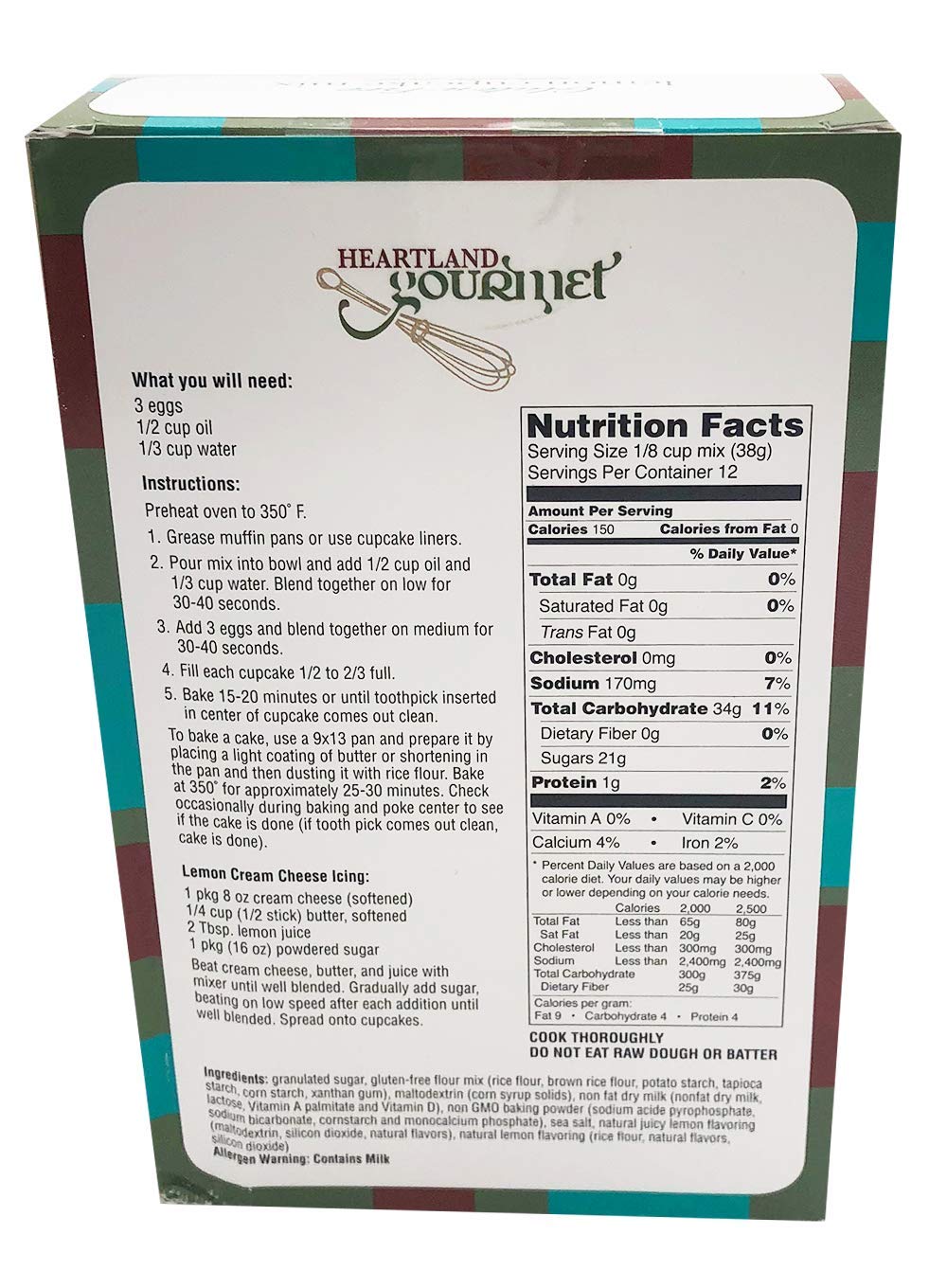 Heartland Gourmet: Gluten Free Lemon Cupcake Mix - Rich and Decadent - Certified Gluten Free Ingredients - All Purpose - Safe for Celiac Diet