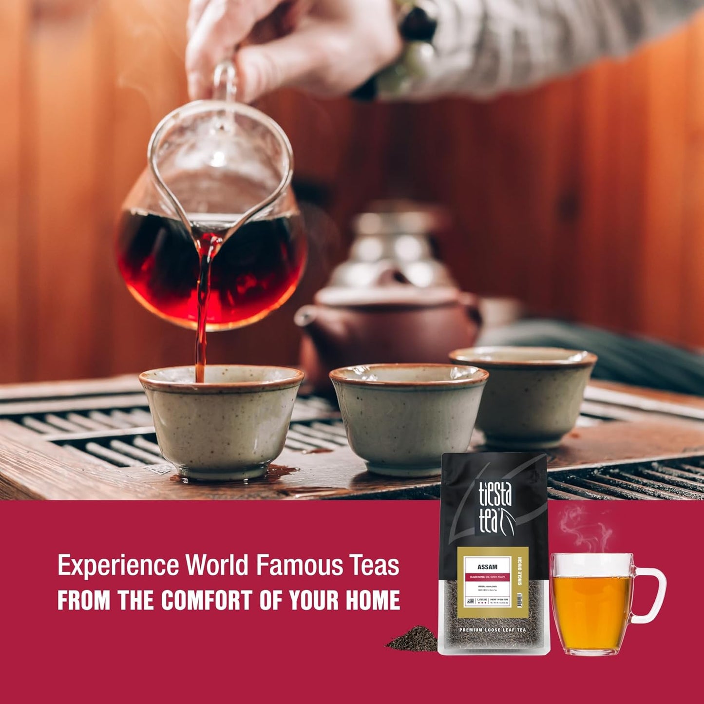 Tiesta Tea - Assam Black Tea, Loose Leaf, Single Origin Premium Black from India, High Caffeinated, Make Hot or Iced & Brews Up to 200 Cups, Pure Unblended, 16oz Resealable Bulk Pouch