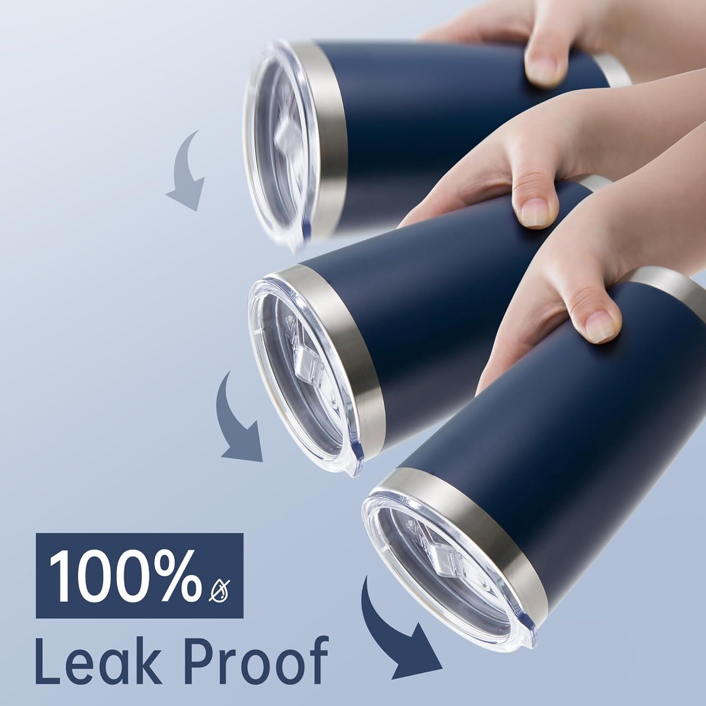 20 oz Tumblers Bulk Stainless Steel Tumbler with Lid Double Wall Vacuum Insulated Coffee Mug 20oz Powder Coated Cup for Hot and Cold Drinks, Navy, 6 pack