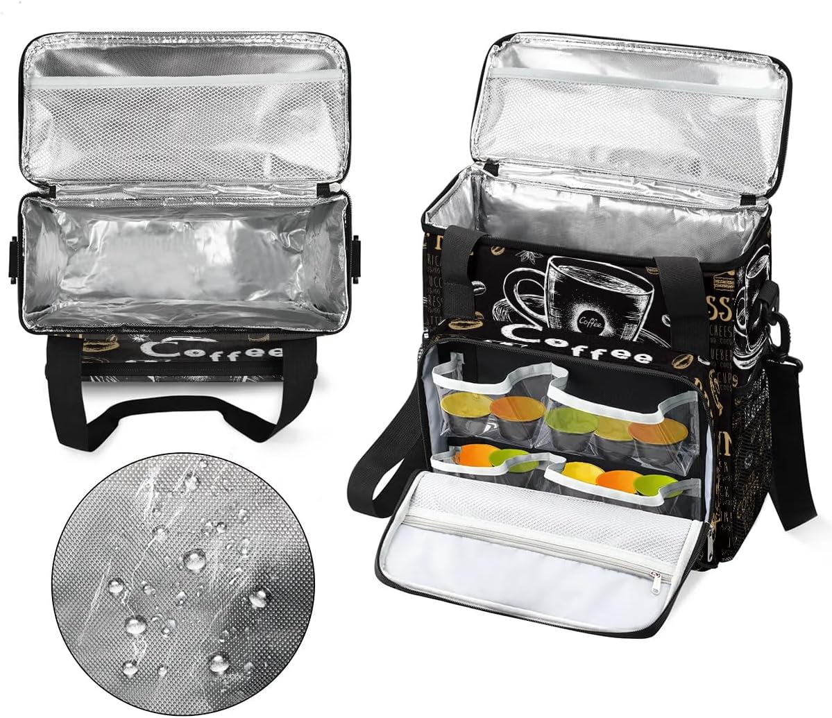 coffee cups beans bread Coffee Maker Carring Bag Travel Carrying Storage Tote Bag Compatible with Keurig K-Mini or K-Mini Plus Portable Single Serve Coffee Brewer Case with Pockets for K-cup Pods