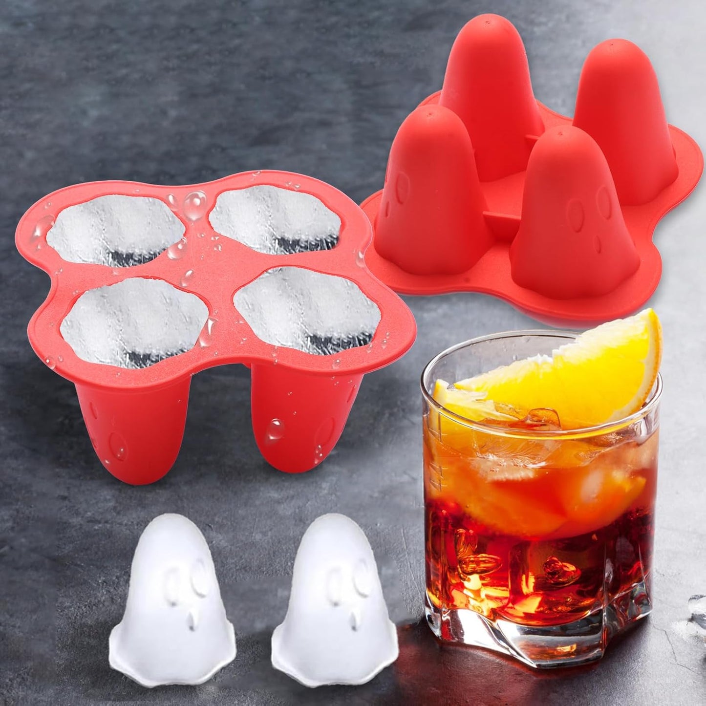 Halloween Ice Cube Molds,5PCS Ghost Silicone Molds for Chocolate, Candy, Jelly,Cake Topper Halloween Party Ice Cube Tray