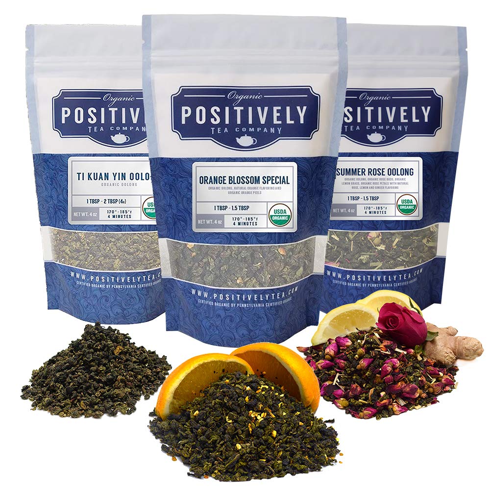 Organic Positively Tea Company, Oolong Tea Sampler, Loose Leaf, 4 Ounce, 3 Pack