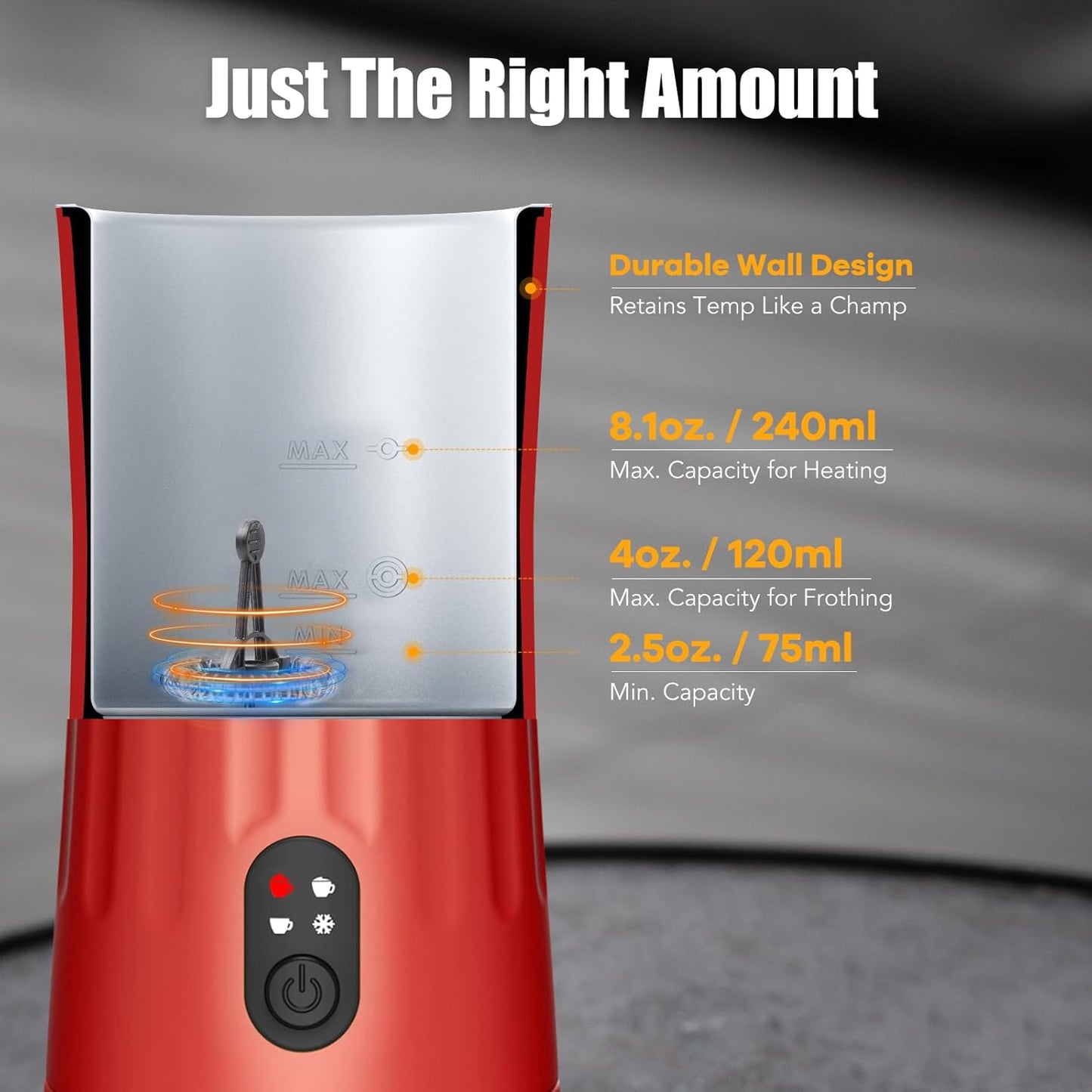 Milk Frother, Upgraded 4-in-1 Milk Frother and Steamer, Hot and Cold Foam Maker and Milk Warmer with Temperature Control & Auto Shut-Off, Frother for Coffee, Latte, Cappuccino, Matcha(Red)