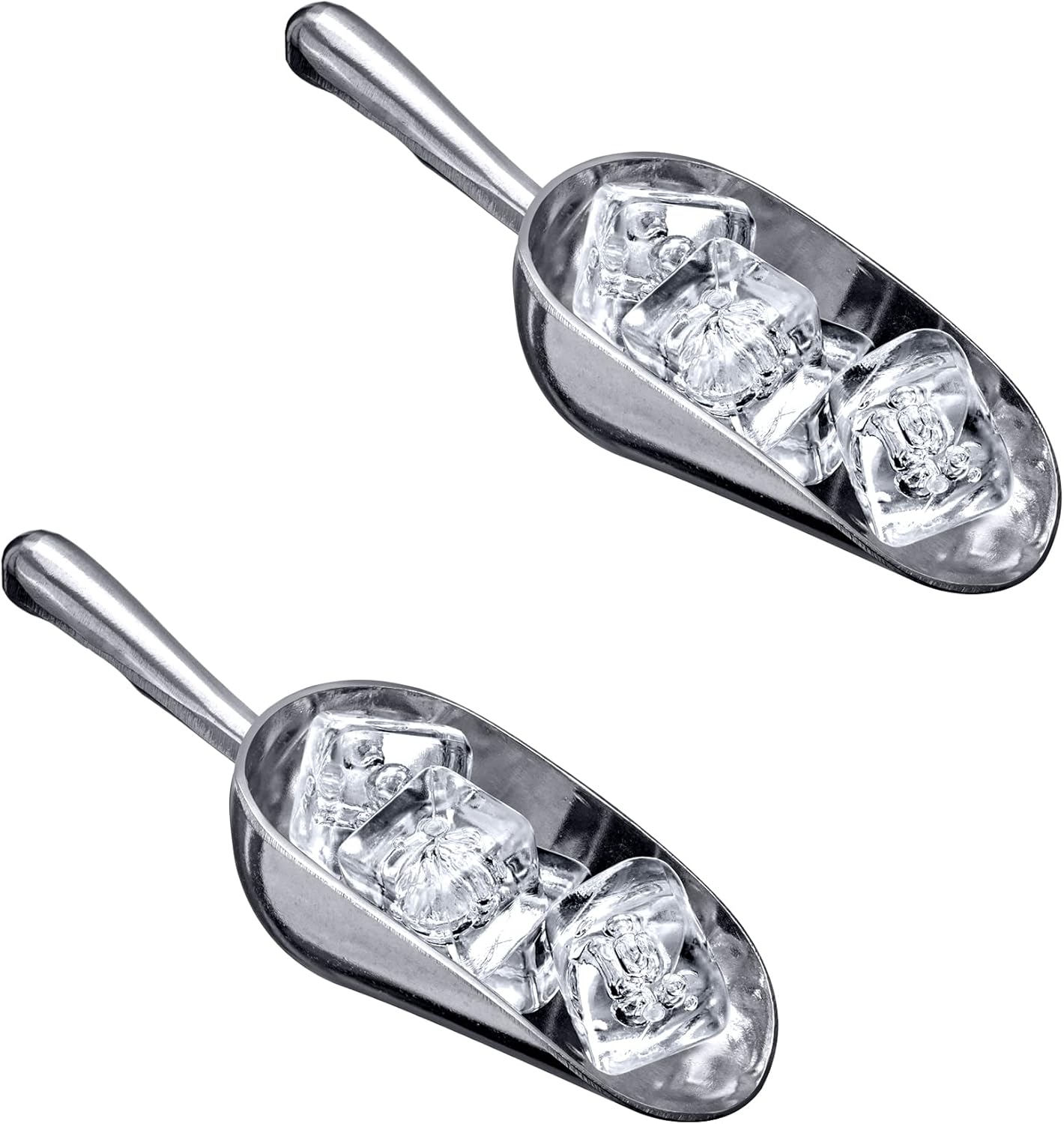 Amazing Abby - Elsa - 5-Ounce Aluminum Ice Scoops (Set of 2), Cast Aluminum Utility Scoops, Food-Grade, Good for Home and Commercial Use, NOT Dishwasher-Safe, Hand-Wash Recommended