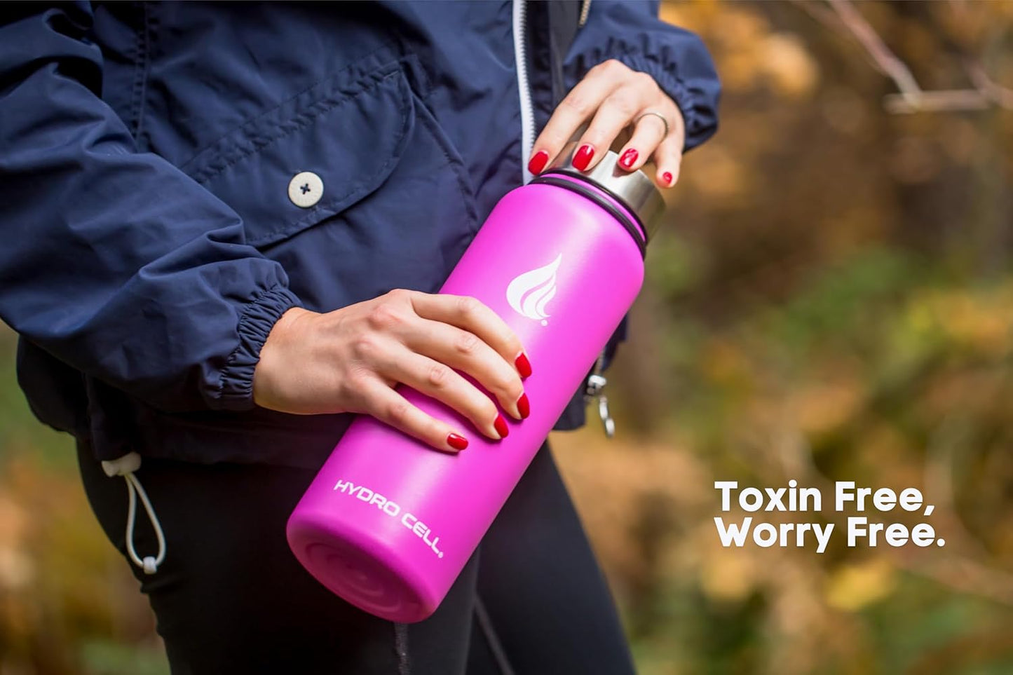 HYDRO CELL Stainless Steel Insulated Water Bottle with Straw - For Cold & Hot Drinks - Metal Vacuum Flask with Screw Cap and Modern Leakproof Sport Thermos for Adults (Fuchsia 40oz)