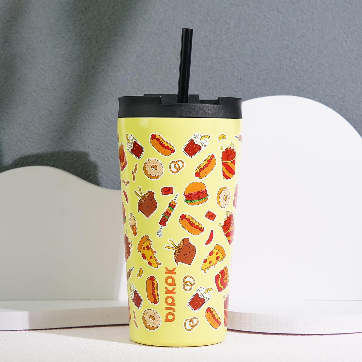 BJPKPK 30oz Tumbler With lid And Straw Stainless Steel Travel Coffee Mug Insulated Tumblers Cups,Yummy