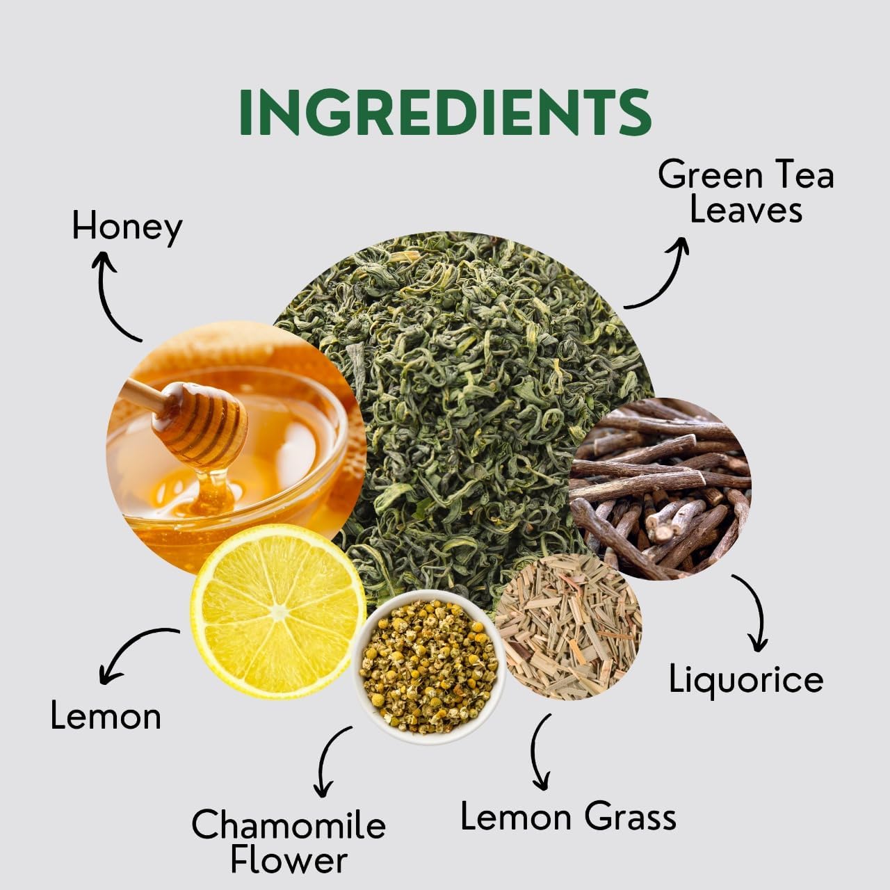 Tealeaf & Co. Honey Lemon Green Tea with Lemon & Honey Extract, Lemongrass, Licorice & Chamomile - Organic Green Tea Bags with Fresh Herbs and Spices - 100 Teabags (7.055oz/200gm)