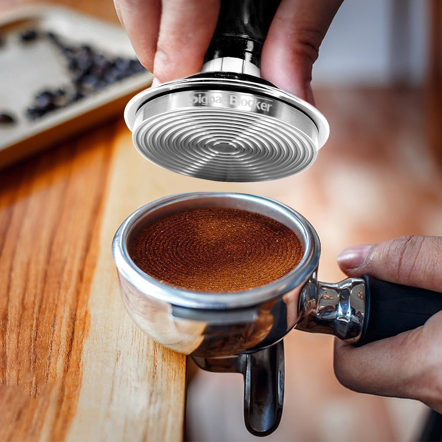 58mm Espresso Coffee Tamper for Espresso Machine: Calibrated Spring Loaded & Stainless Steel Ripple Base - Carbon Fiber Handle with Constant 30lb Fits All 58mm Portafilters | Bundle Including WDT Tool