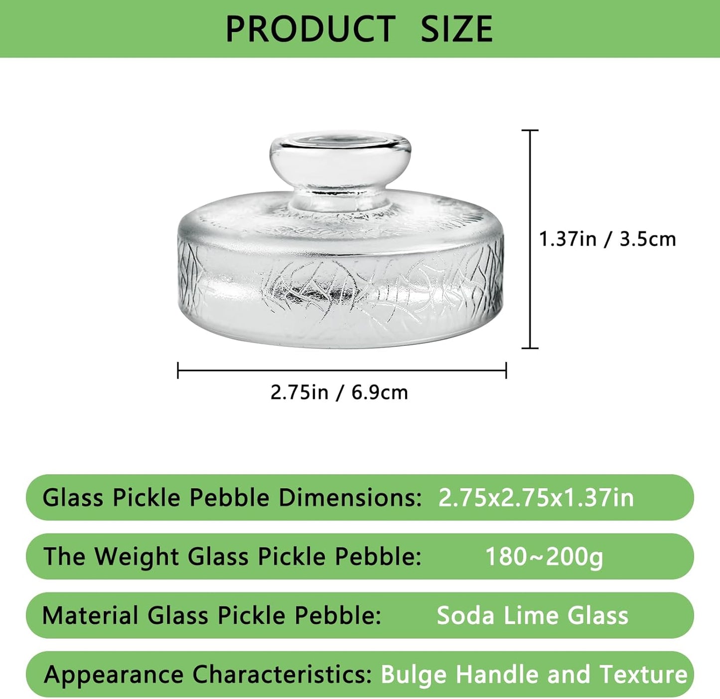 Artcome 5-Pack Glass Fermentation Weights with Easy Grip Handle and Unique Texture Design for Large Wide Mouth Mason Jars