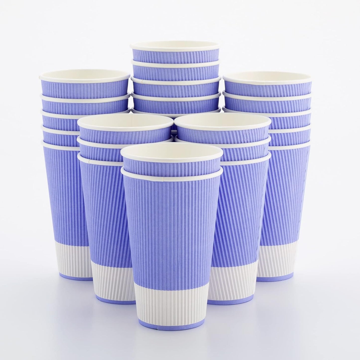 Restaurantware 16 Ounce Paper Cups Pack of 25 Ripple Wall Disposable Cups â€“ Leakproof, Recyclable, Light Purple Insulated Hot Beverage Holders with Matching Lids Available for Purchase Separately