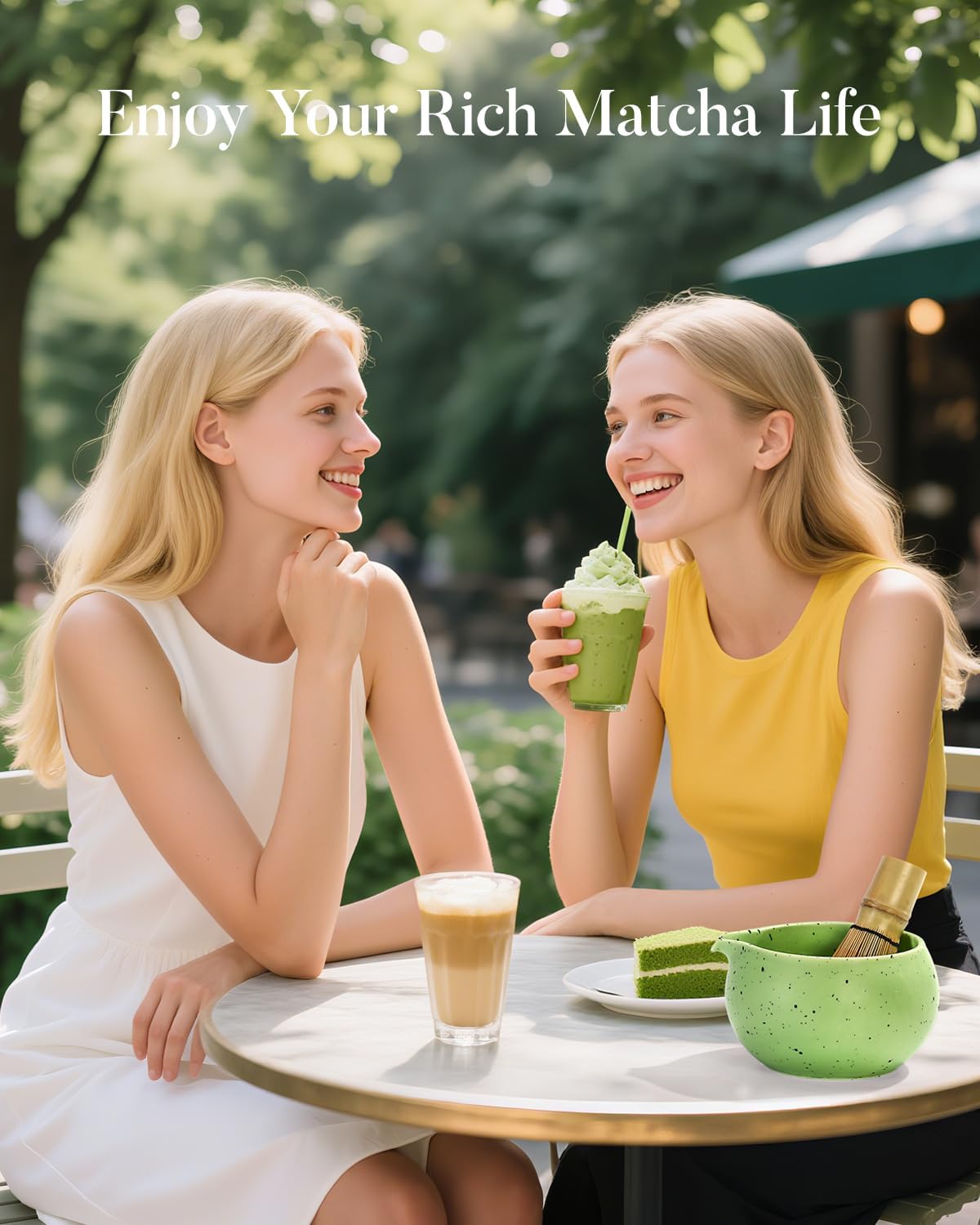 Matcha Whisk Set - 8 Piece Japanese Matcha Tea Set with Matcha Bowl with Spout, Bamboo Whisk, Scoop & Sifter | Matcha Kit for Making Smooth, Frothy Matcha at Home or as a Gift