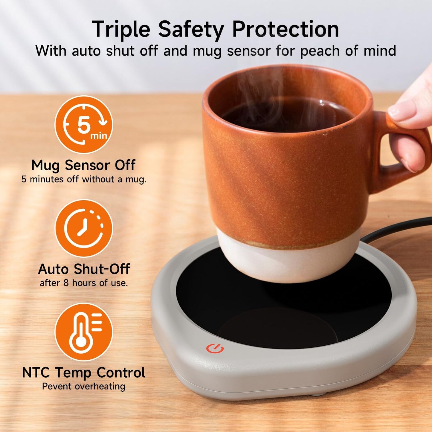 Coffee Mug Warmer, Cup Warmer for Desk with Auto Shut Off, Electric Beverage Tea Water Milk Warmer with Smart Temperature Settings, Heating Plate Candle Wax Warmer