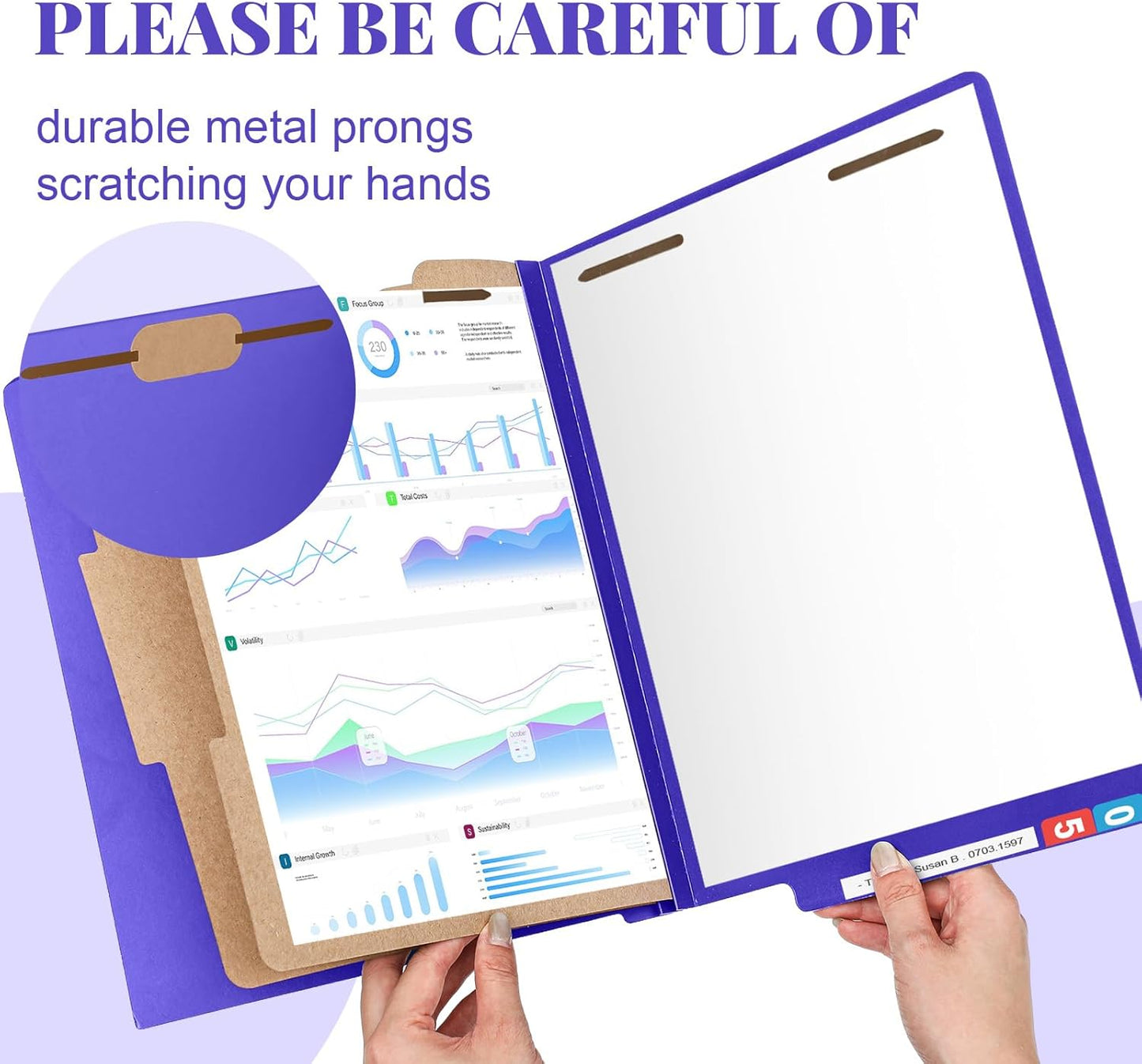 24 Pcs Classification Folders Letter Size, Back to School Supply for Teacher, Student, 2 Dividers Pressboard File Folder Bulk with Fasteners, 3.5 Inch Expanding File Organizer(Purple)