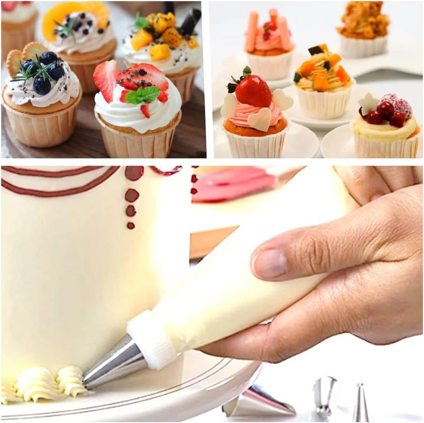 23 inch Frosting Piping Bag Disposable, AMBESTAR 200 Pieces Professional Clear Huge Thickened Cake Decorating Bag for Cream Frosting, Cakes and Cookies Decoration, Baking Lovers Accessories