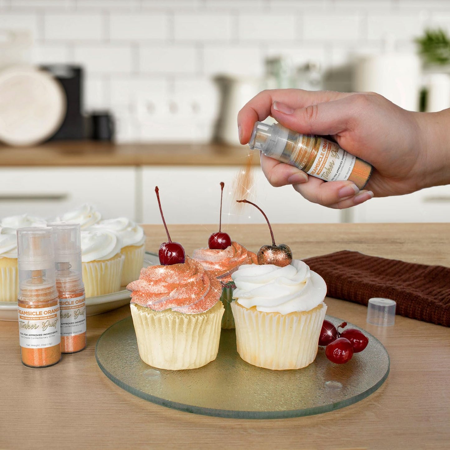Bakell - Creamsicle Orange Tinker Dust (4g, 1x Mini Spray Pump) Edible Glitter for Food, Desserts, and Beverages!
