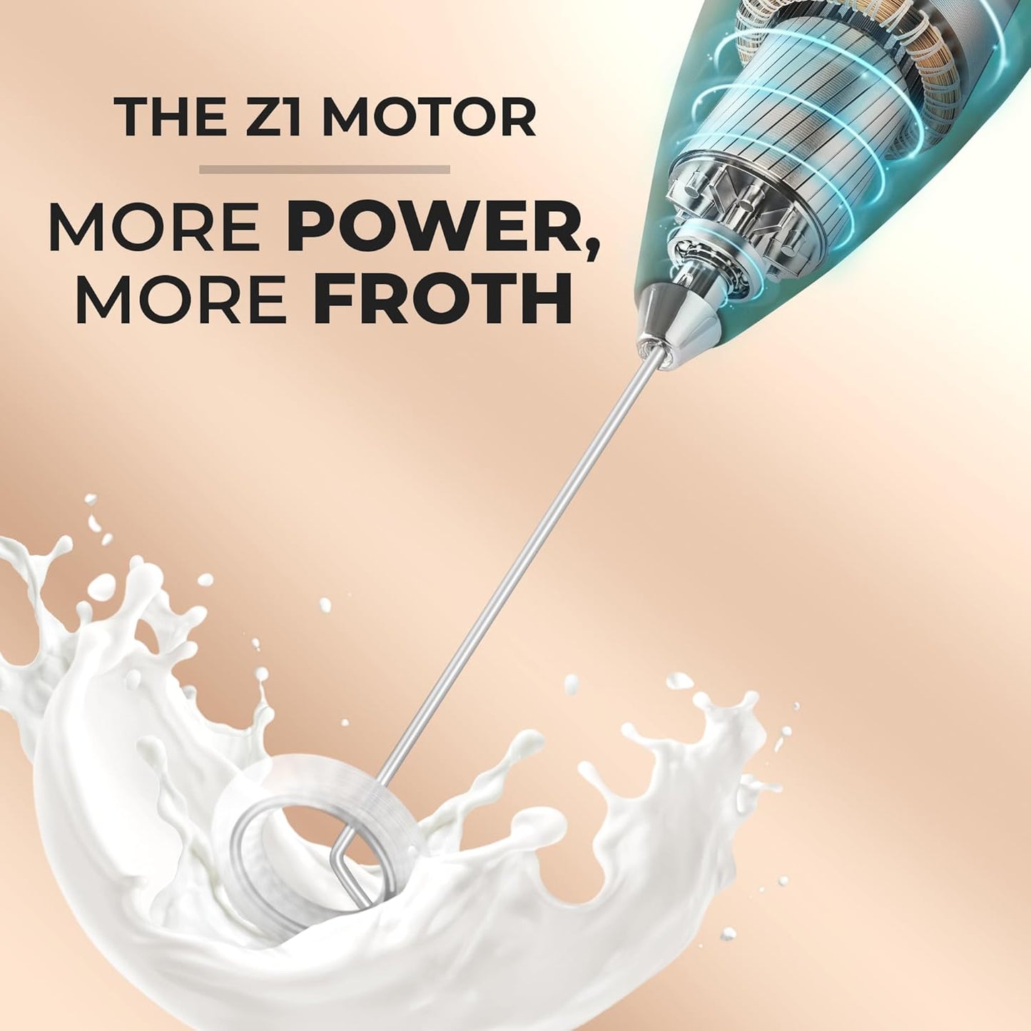 Zulay Kitchen Powerful Milk Frother Wand With 4 AA Duracell Batteries - Ultra Fast Handheld Drink Mixer - Electric Whisk Foam Maker for Coffee, Lattes, Cappuccino, Matcha & Creamer -