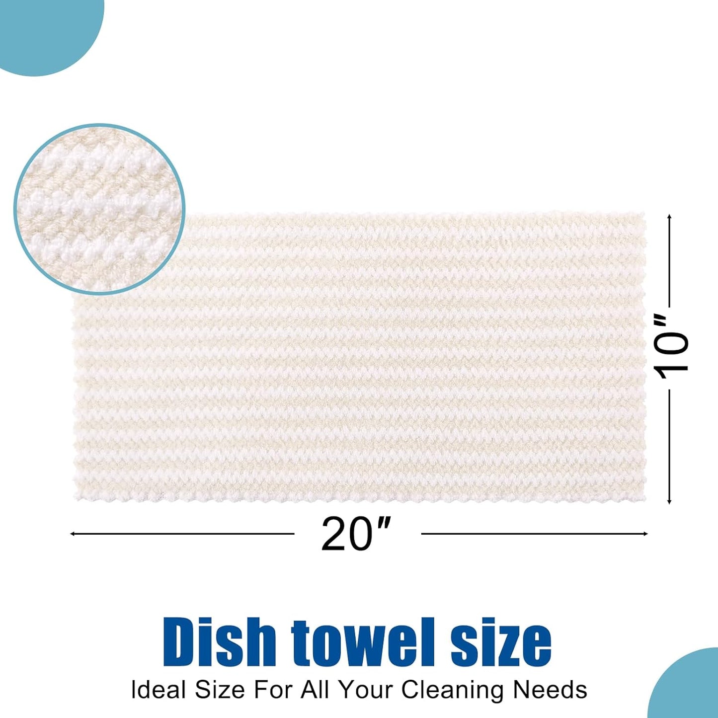 Homaxy Kitchen Towels(24 Pack, 10 x 20 inches), Ultra Soft and Absorbent Dish Towels, Reusable Fast Drying Microfiber Cleaning Cloth, Coral Velvet Wave Design No-lint, Beige