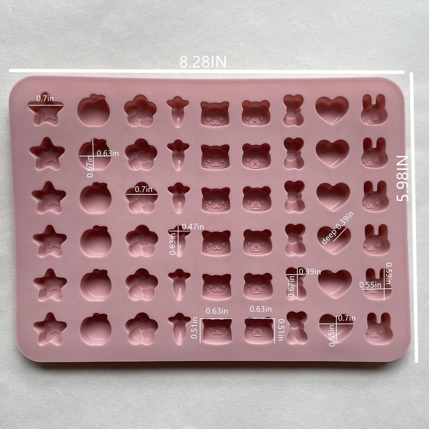 Mini Silicone Molds,120 Cups Chocolate Drops Mold,Fondant Cake Mold for Chocolate,Hard Candy,Biscuits,Cookie,Jelly,Sugarcraft,Homemade Treats and DIY Baking,2 Pack(66 Fruit & 54 Animal) Pink