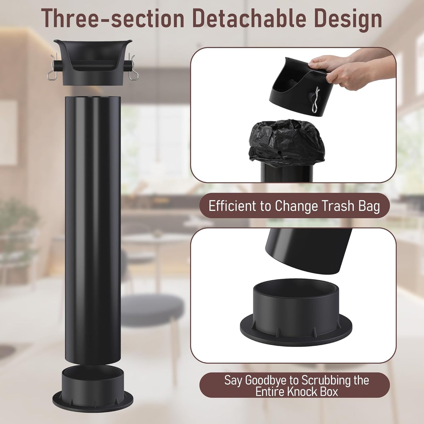 Espresso Knock Box for Coffee Puck, 250+ Cups Commercial Coffee Grounds Disposal Recycle Trash Can Clean Tool Set, Barista Essential for Cafe Shop Trailer Office Breakroom Home Bar Accessories