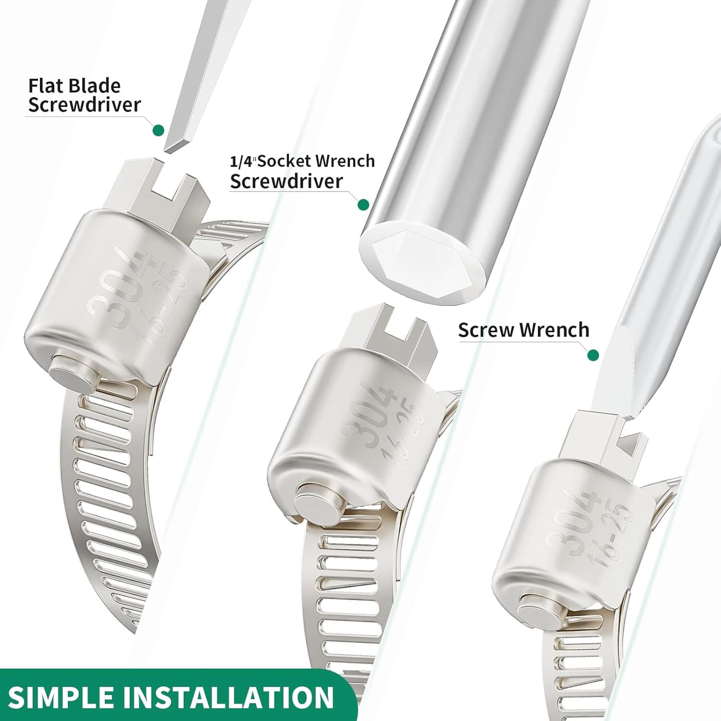 15PCS Hose Clamps Stainless Steel Adjustable 9/16"– 1-1/16"(14-27mm) Worm Gear Hose Clamp, Heavy Duty Metal Small Hose Clamps for Automotive, Pipe, Radiator Plumbing, Fuel Line