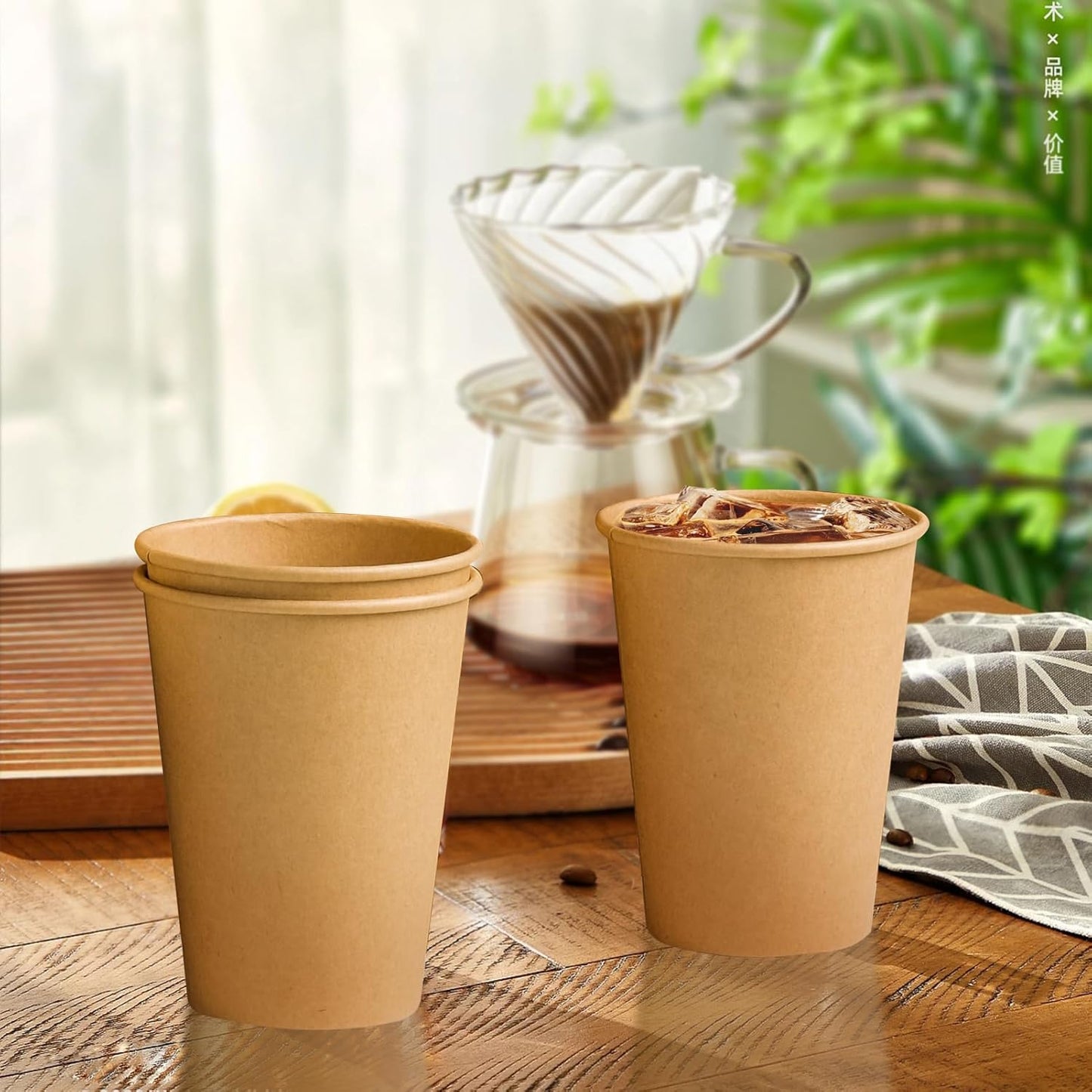 1000 Pack 12 OZ Paper Cups, Brown Kraft Disposable Paper Coffee Cups 12 oz, Unbleached Paper Cups for Hot/Cold Beverage Party, Picnic, Travel, and Events.