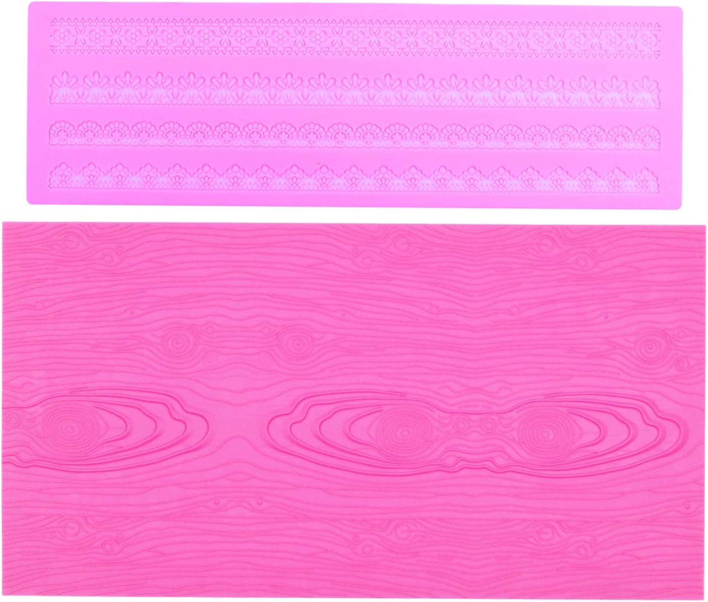 Embossing Lace Fondant Molds, Woodgrain Fondant Mats Molds, Silicone Molds for Cake Decorating set of 2