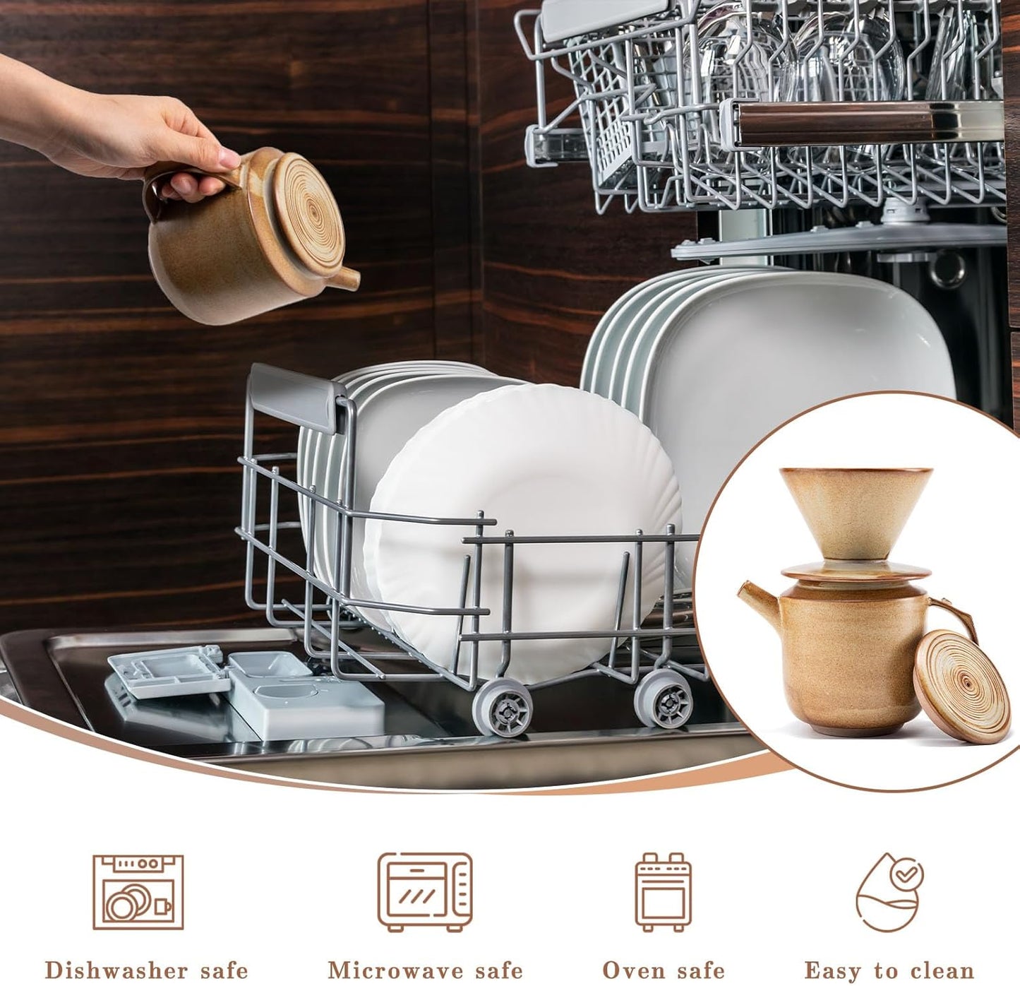 AZYM Pour Over Coffee Maker Set,with Lid and V60 Paper Coffee Fliters 20 Counts,High Heat Resistant Vintage Coffee Carafe Dripper Set for Home Café Restaurant Camping Hiking(Yellow)