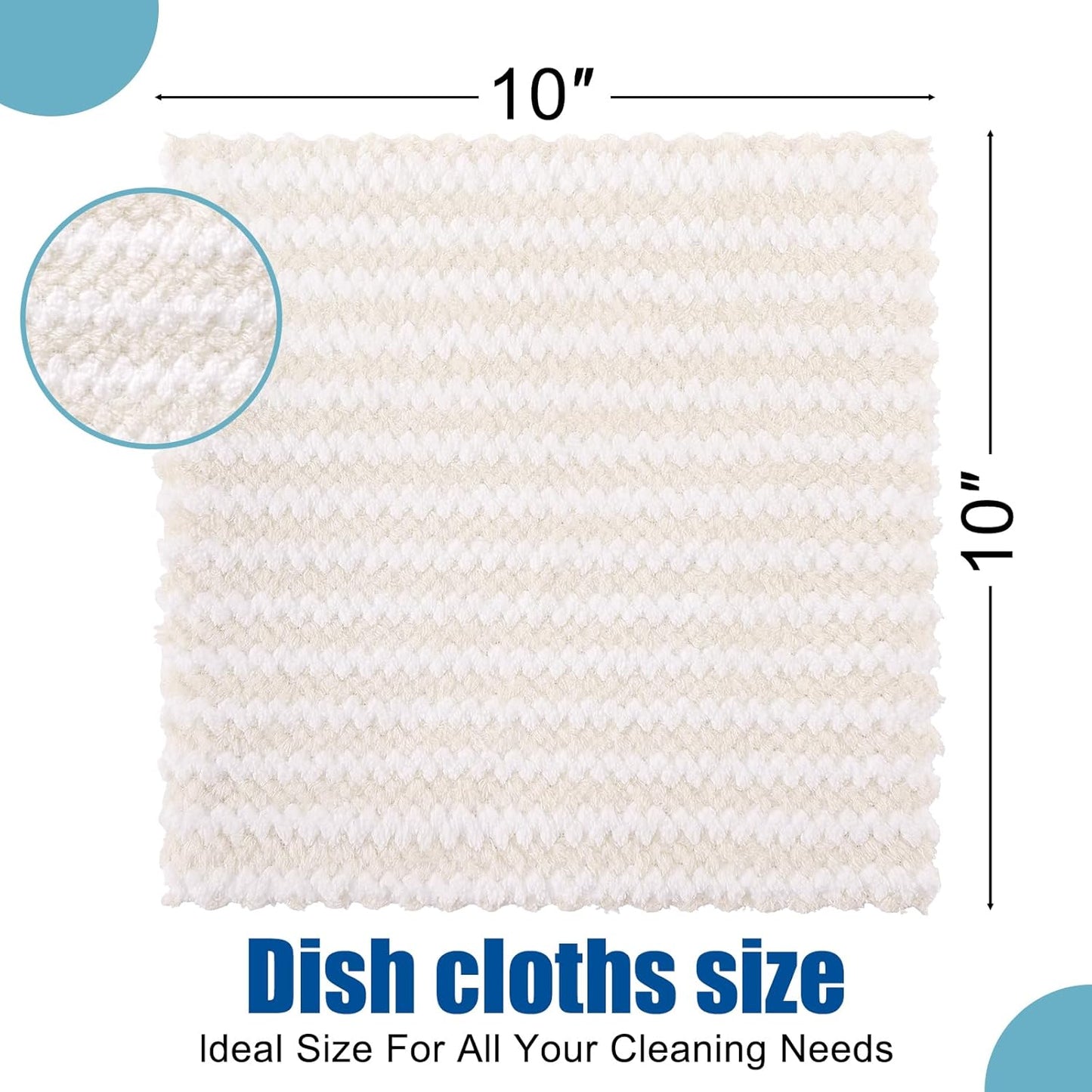 Homaxy 12 Pack Kitchen Dish Cloths, Ultra Soft and Absorbent Dish Towels, Reusable Fast Drying Microfiber Cleaning Cloth, Coral Velvet Wave Design No-lint, 10 x 10 inches, Beige