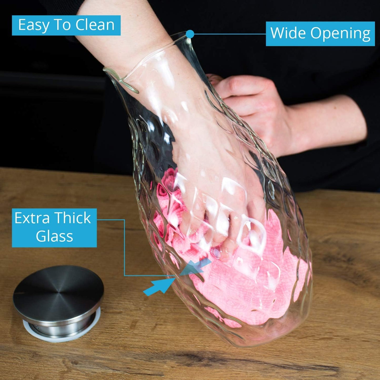 Glass Pitcher with Lid and Spout - 3 Liter / 100 oz, Borosilicate Glass w/Handle - Carafe for Hot/Cold Beverages - Water Jug - Iced Tea Pitcher - Juice Server - by PJC-Kitchen