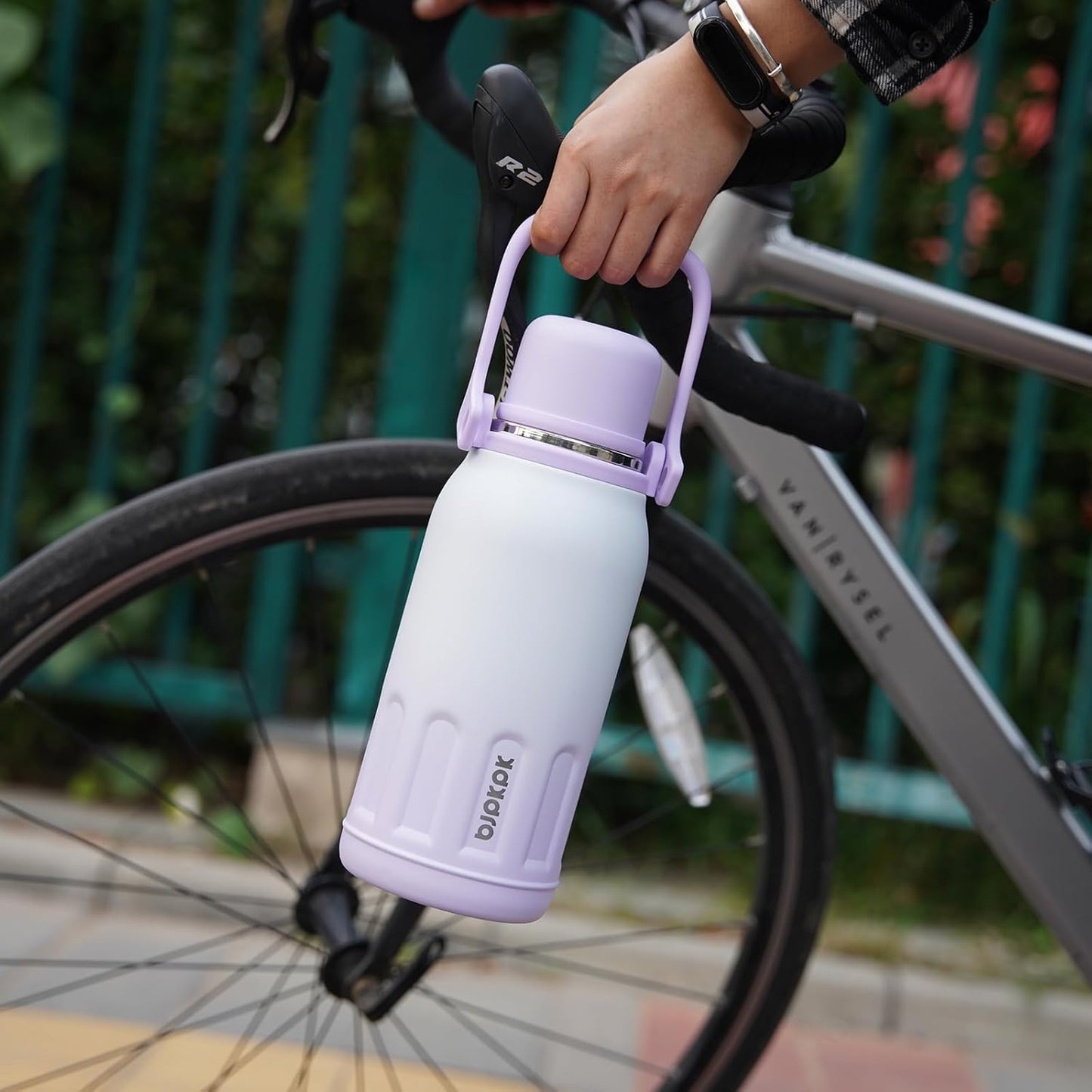 BJPKPK Insulated 40oz Thermos Water Bottle with Lid and Carry Handle Dishwasher Safe Stainless Steel Water Bottles,Pink Pearl