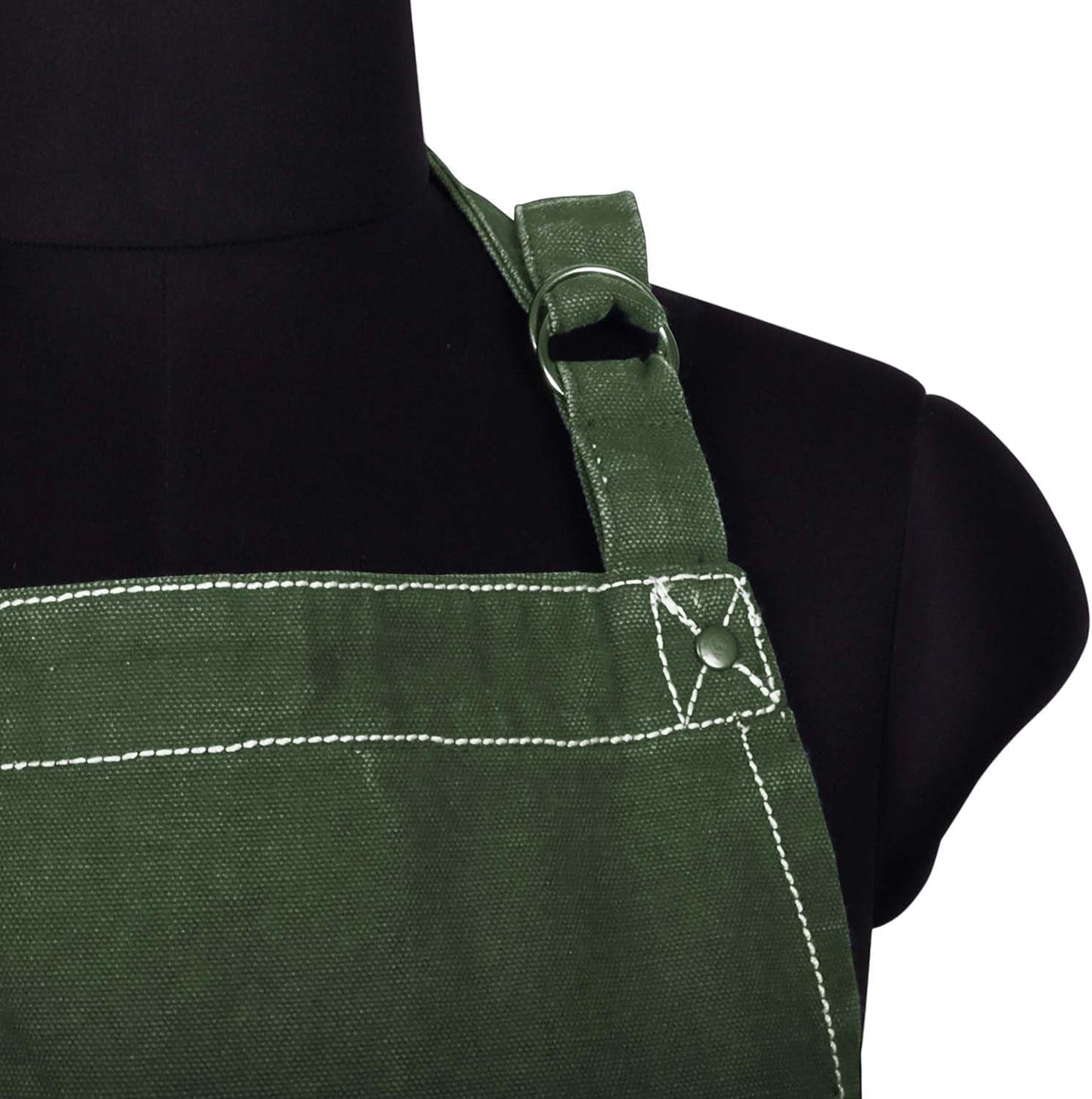 AMOUR INFINI Cotton Solid Aprons for Women with Pocket, Adjustable Strap and Waist Ties Washed Chef Aprons for Cooking, Baking and Gardening (27.5x33 Inches - Green)