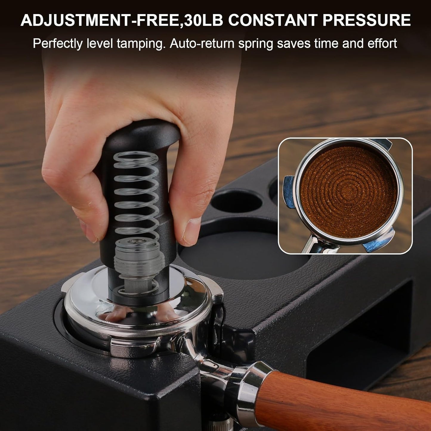 51mm Espresso Tamper Set, 5-IN-1 Espresso Accessories Kit with Coffee Tamper, WDT Tool, Dosing Funnel, Non-slip Mat and Cleaning Brush