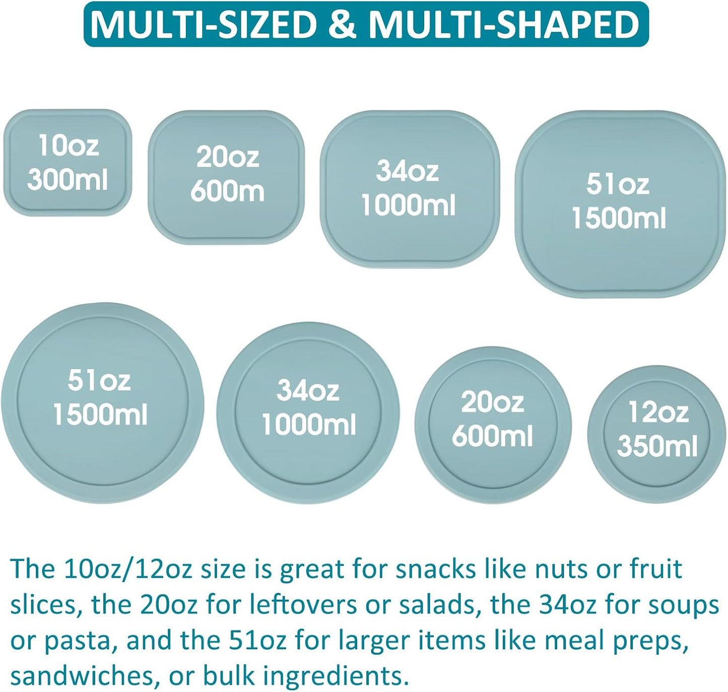 100% Silicone Food Storage Containers with Lids, 8 Pack, 10oz to 51oz, Reusable Leakproof Nesting & Stackable Silicone Bento Lunch Box, Microwave Freezer Dishwasher Oven Safe, BPA Free, Slate Green