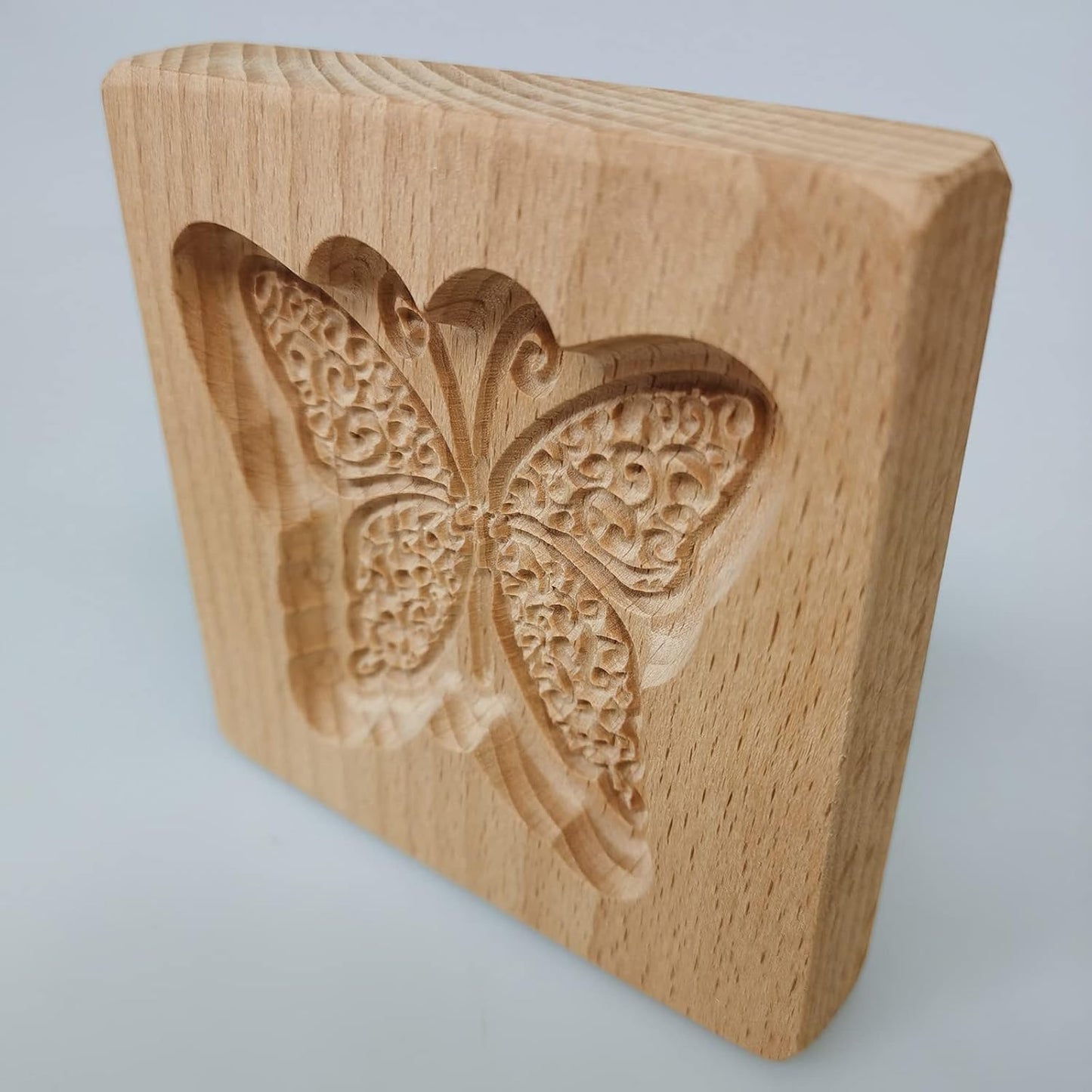 Wooden Cookie Biscuit Mold, 3D Baking Mold, Embossing Craft Decorating Baking Tool, Suitable for Halloween Thanksgiving Christmas Kitchen DIY (Butterfly 10 * 10 * 2)