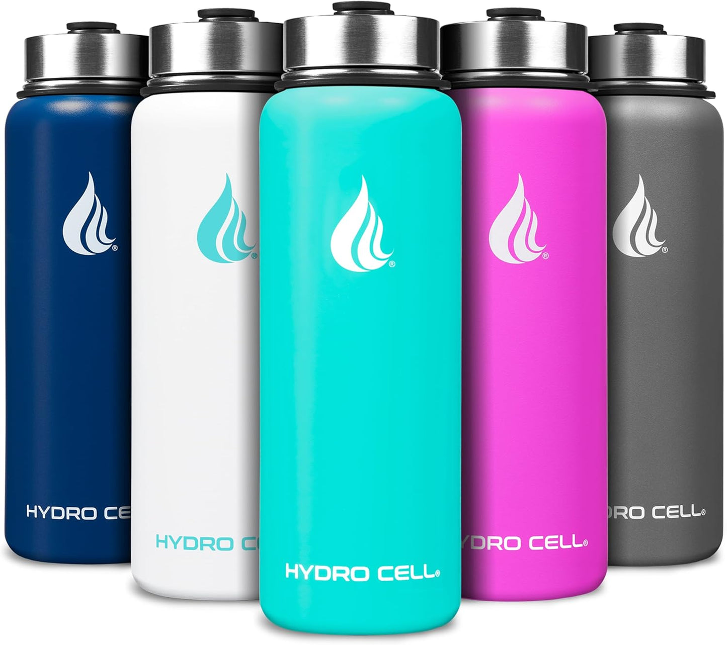 HYDRO CELL Stainless Steel Insulated Water Bottle with Straw - For Cold & Hot Drinks - Metal Vacuum Flask with Screw Cap and Modern Leakproof Sport Thermos for Adults (Teal 40oz)