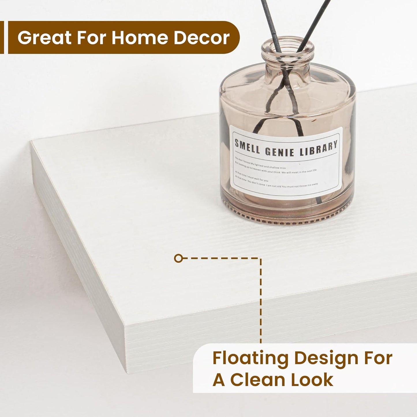 Fun Memories 32 Inch Floating Shelves for Wall, 9 Inch Deep White Rustic Wood Wall Mounted Shelves for Bathroom, Bedroom, Living Room, Set of 2