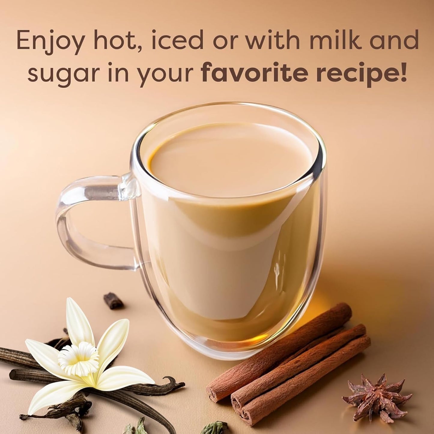 Waka Vanilla Chai Tea Mix - 100% Tea Leaves from India, Natural Spices, Unsweetened Tea Powder - No Sugar, No Additives, Up to 195 Cups (4.5oz Pouch, 195 Servings)