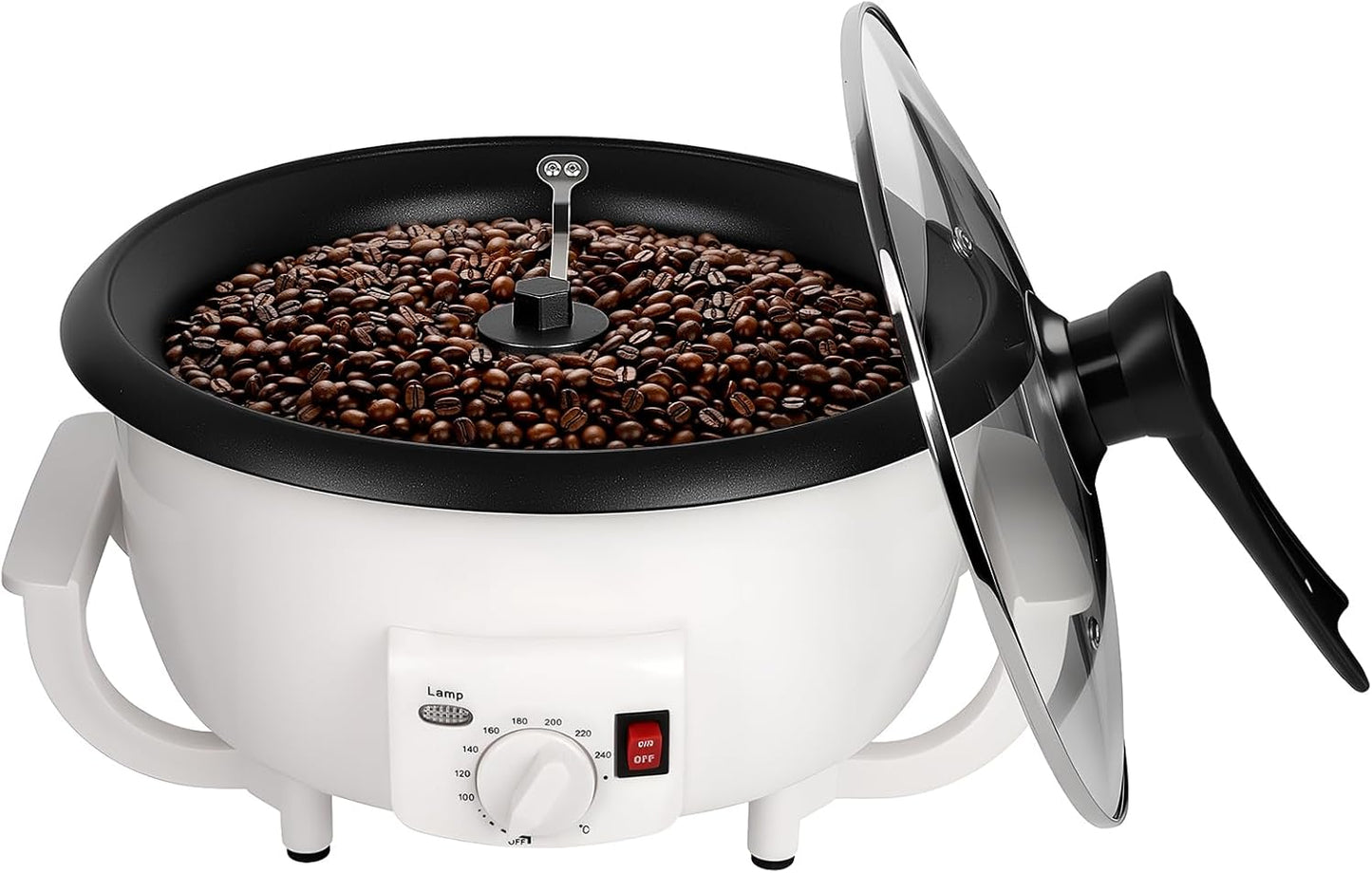 DIYAREA Coffee Roaster Machine for Home Use, 800g Capacity Electric Coffee Bean Roaster Machine with Timer 0-240℃ Non-Stick for Cafe Shop, Nut, Peanut, Black Bean, Soybeans 110V 1200W1