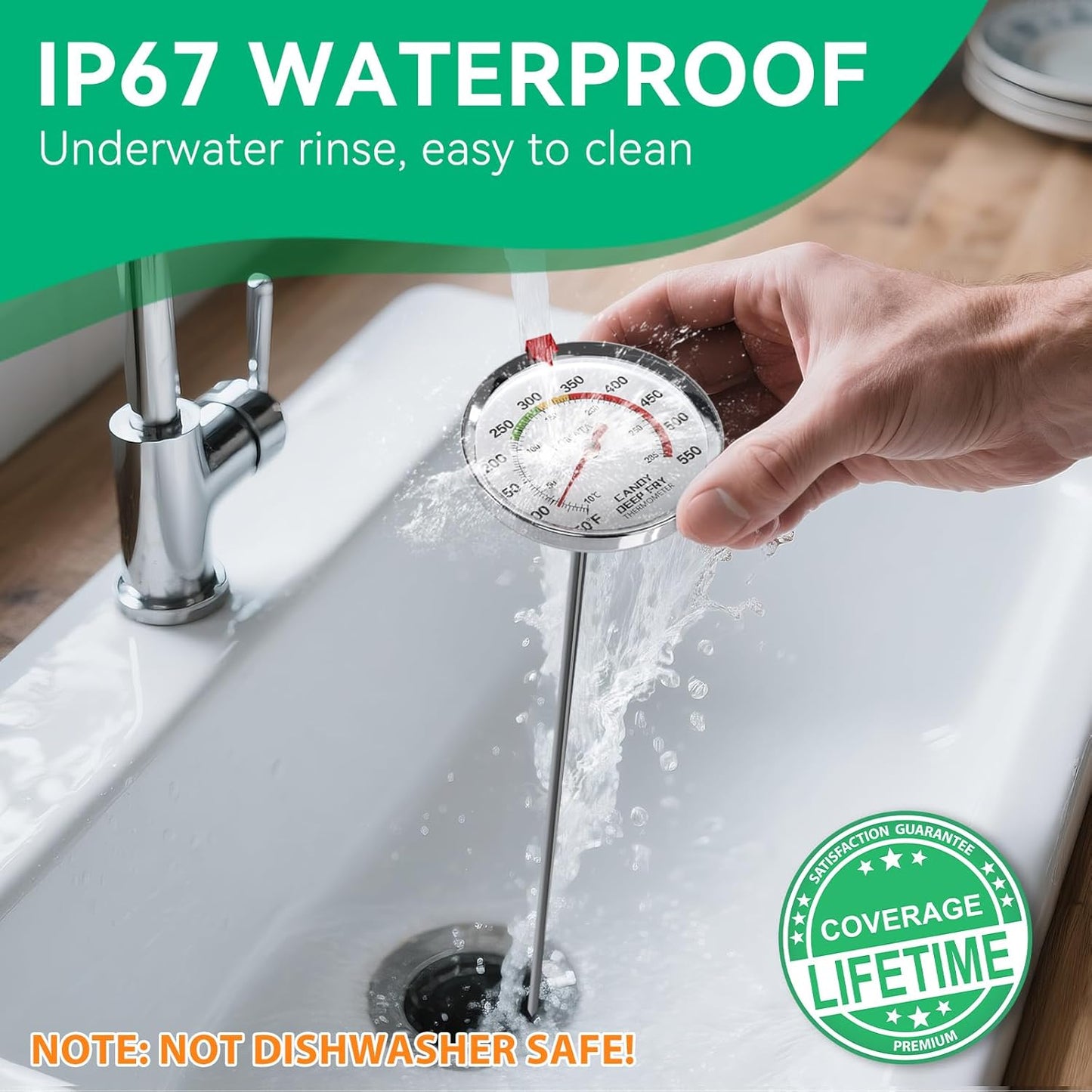 BOMATA Waterproof IP67 Candy Thermometer with Pot Clip, Deep Fry Oil Thermometer with Upgraded 2.5in Large Display for Cooking, Food, Turkey, BBQ, Grill... Mth400