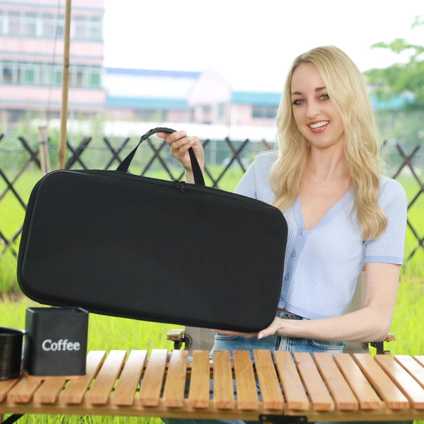 SOTECH Pour Over Coffee Maker Set All in 1 Coffee Kits- 304 Stainless Steel Kettle with Thermometer Coffee Grinder Coffee Dripper & Server of Portable Travel Bag For Outdoor Camping