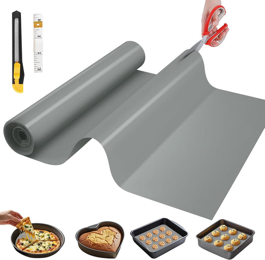Silicone Baking Mat, 12 IN x 6 FT Free Cutting Baking Sheet, Non-Stick Reusable Dough & Pastry Mat, Non-Slip Silicone Mat Roll for Air Fryer Liner, Freeze Dryer, Oven Baking Pan, Kitchen Counter
