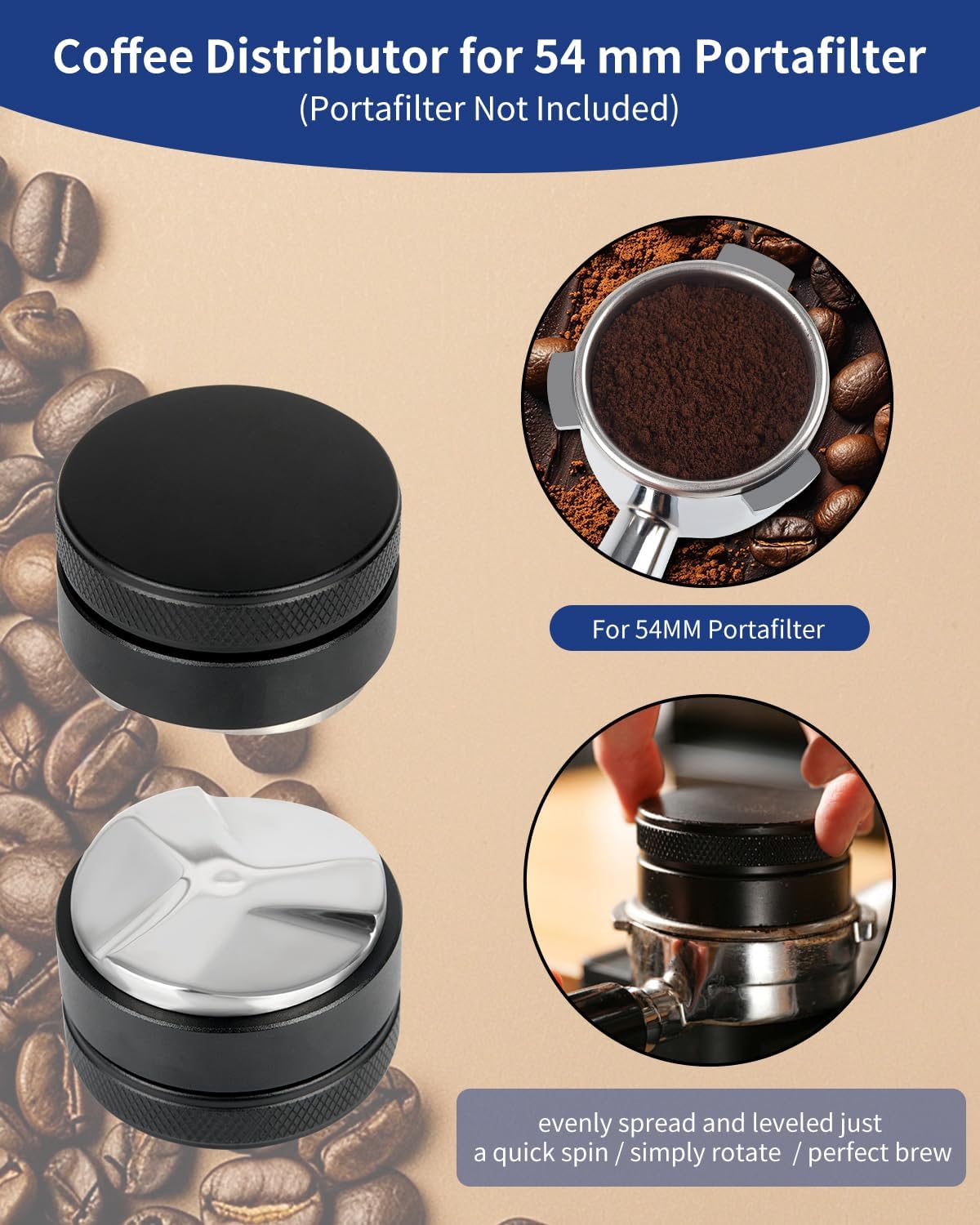 7 Pack 54mm Espresso Accessories – Tamper Station, Coffee Distributor, WDT Tool, Tamping Mat, Dosing Funnel, Brush & Puck Screen – Barista Tools Kit for Espresso Machines at Home or Cafe